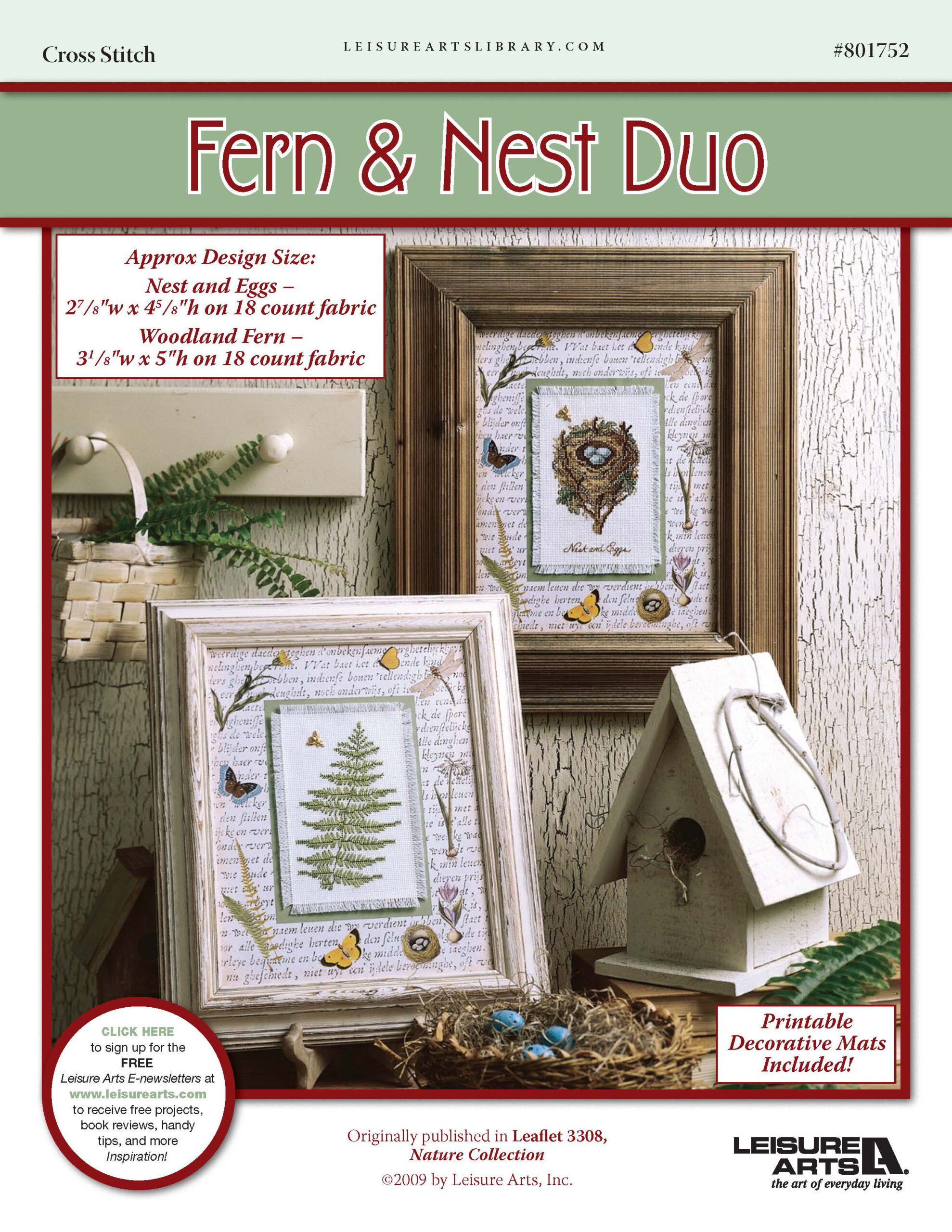 Leisure Arts Nature Collection Fern Nest Duo Cross Stitch ePattern