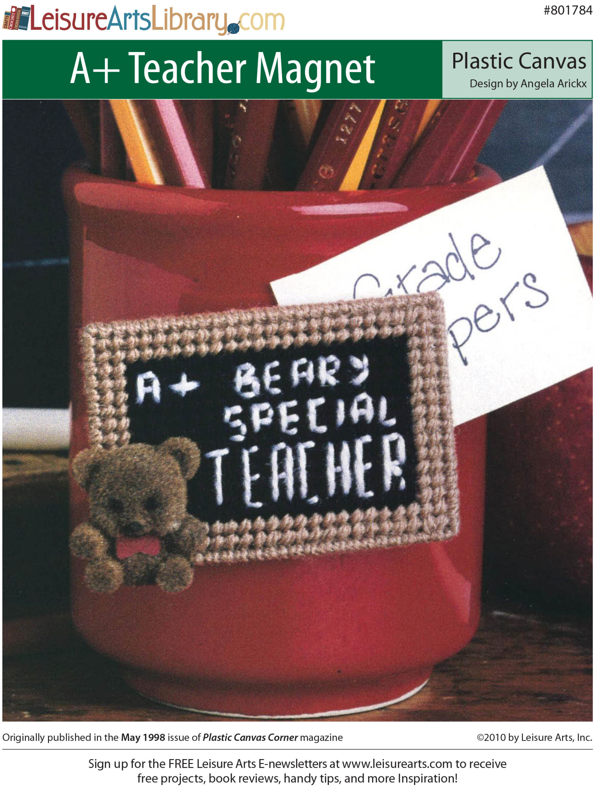 Leisure Arts A Teacher Magnet Plastic Canvas ePattern
