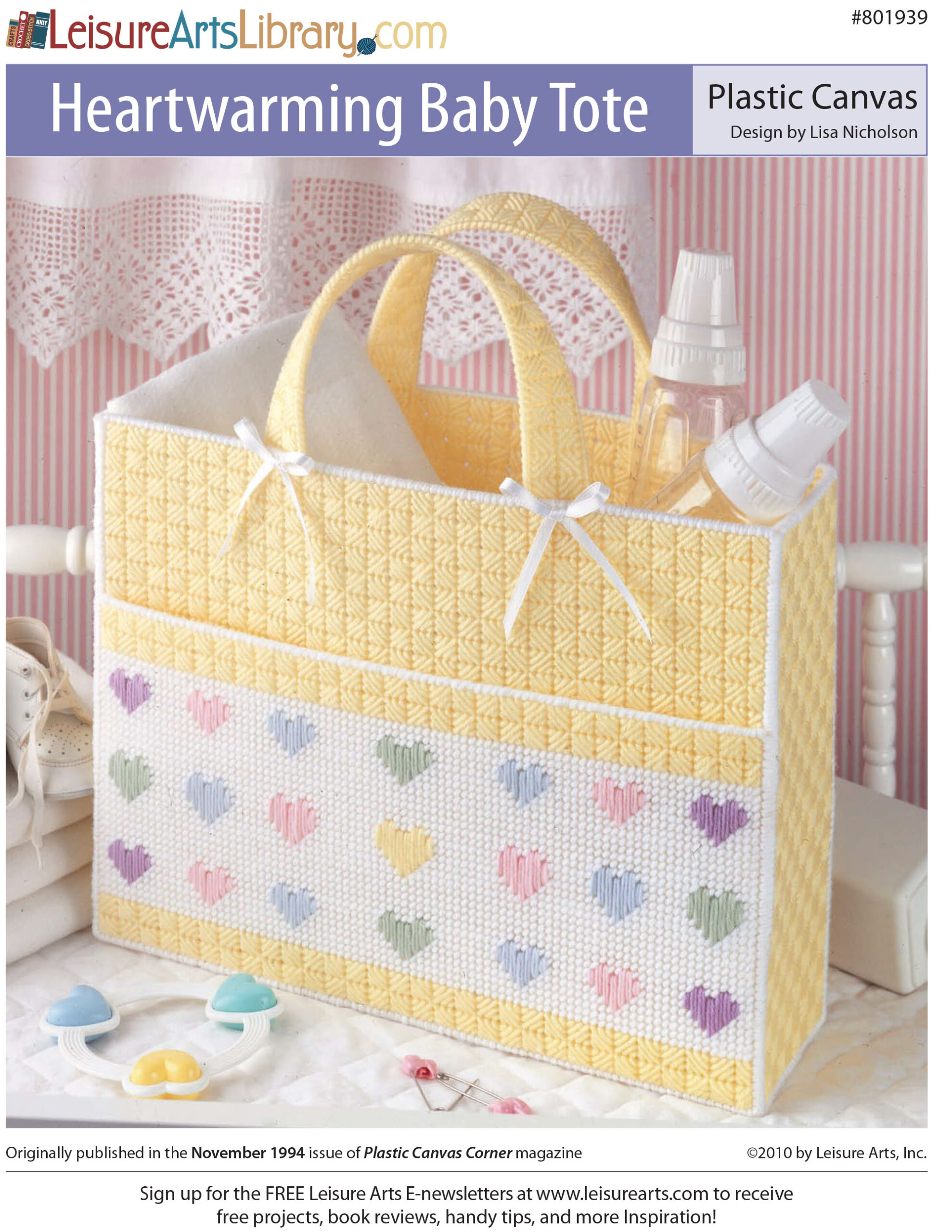 Leisure Arts Heartwarming Baby Tote Plastic Canvas ePattern