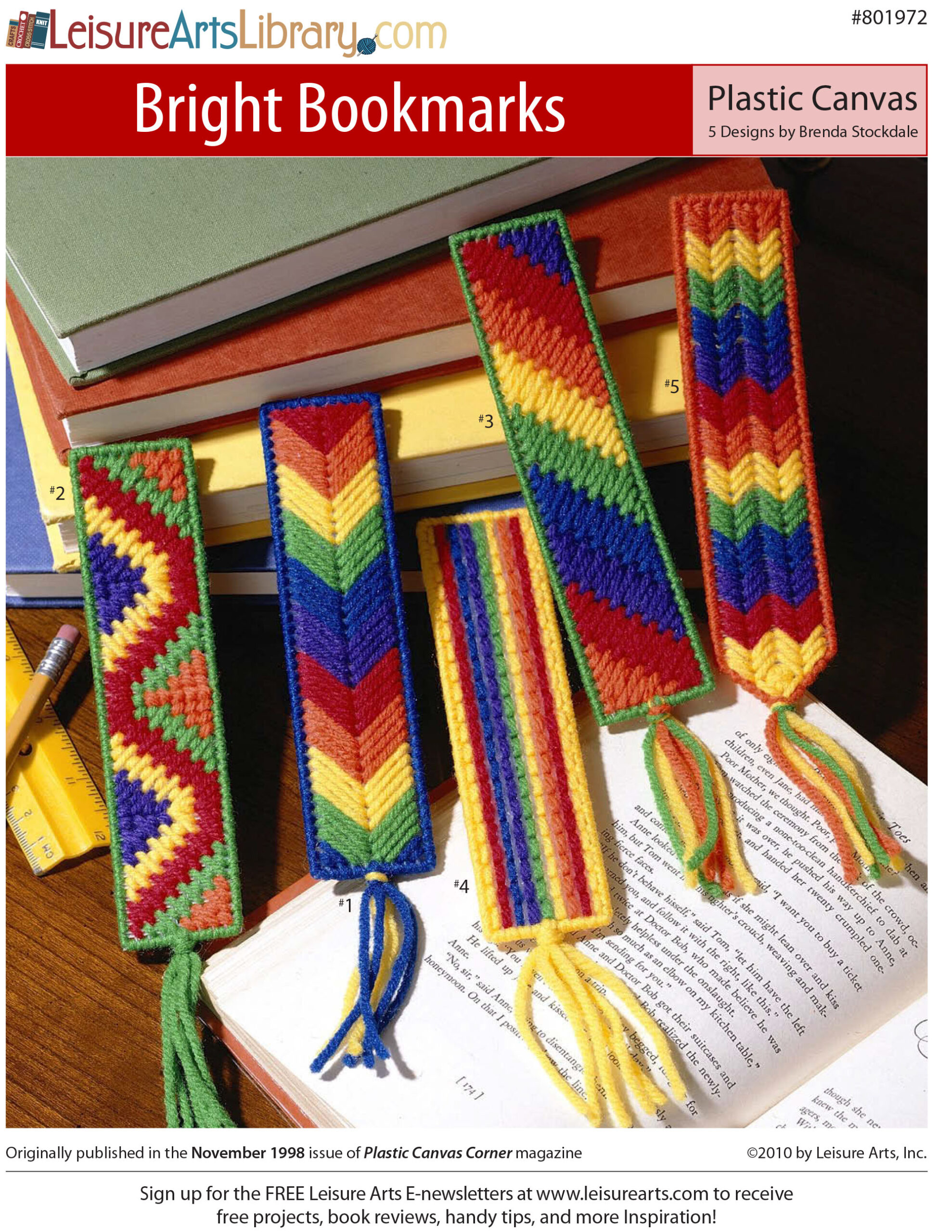 Leisure Arts Bright Bookmarks Plastic Canvas ePattern