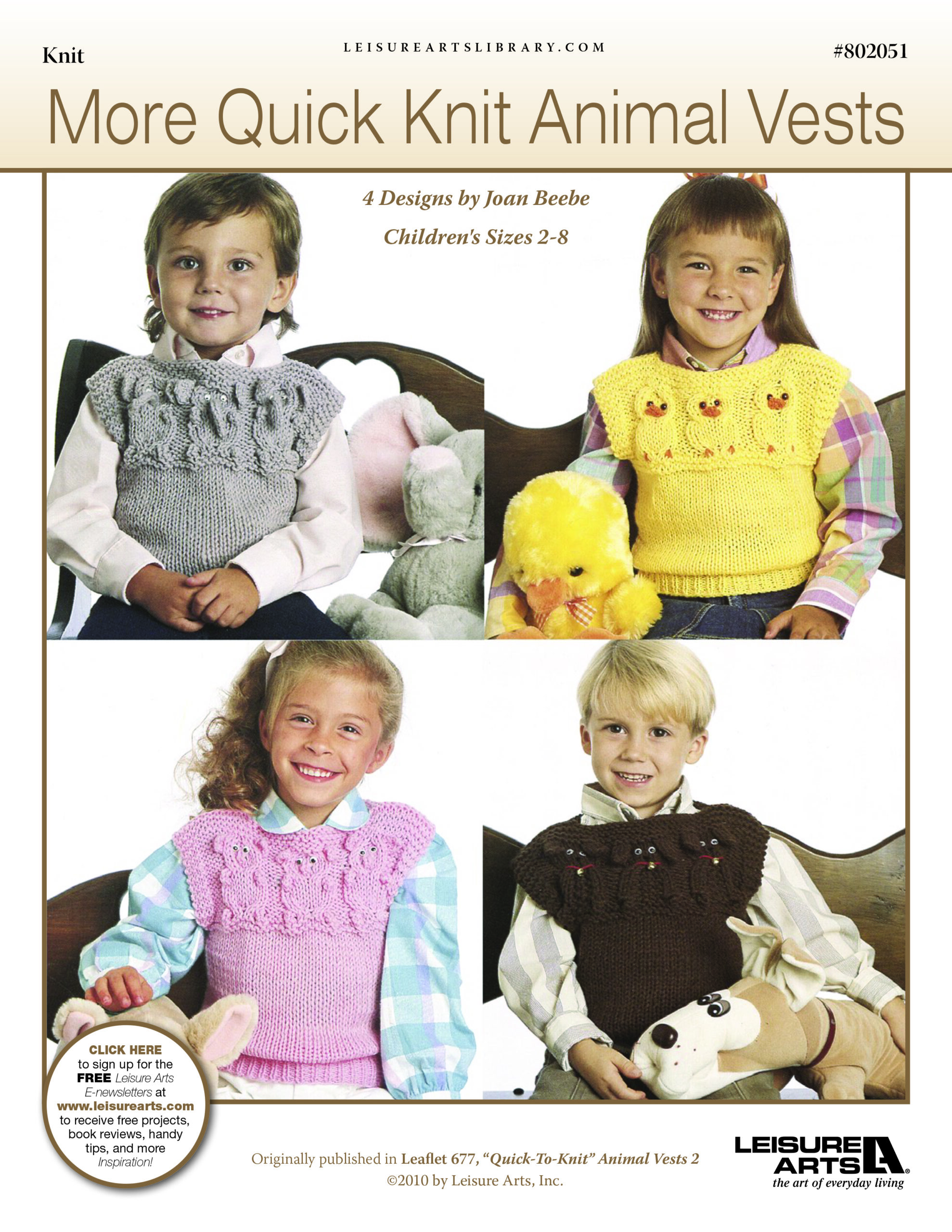 Leisure Arts More Quick Knit Animal Vests ePattern