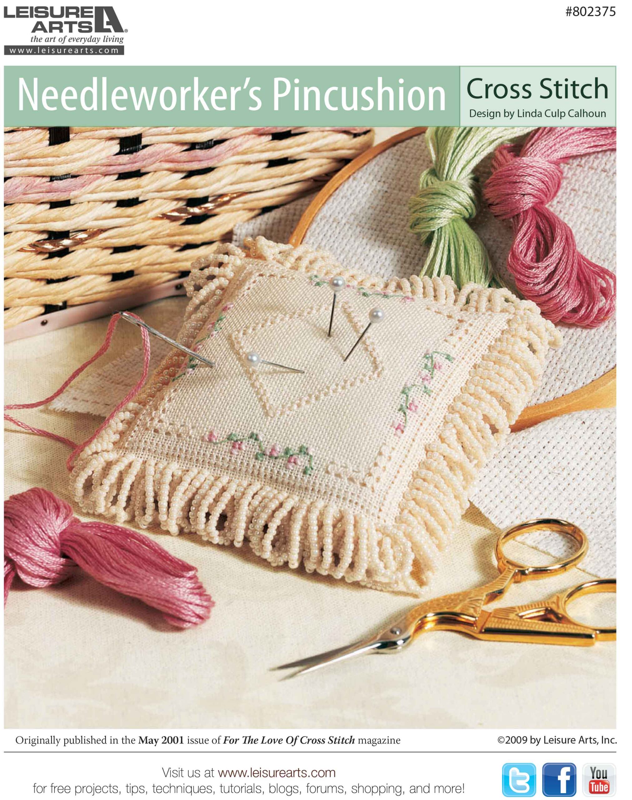 Leisure Arts Needleworkers Pincushion Cross Stitch ePattern