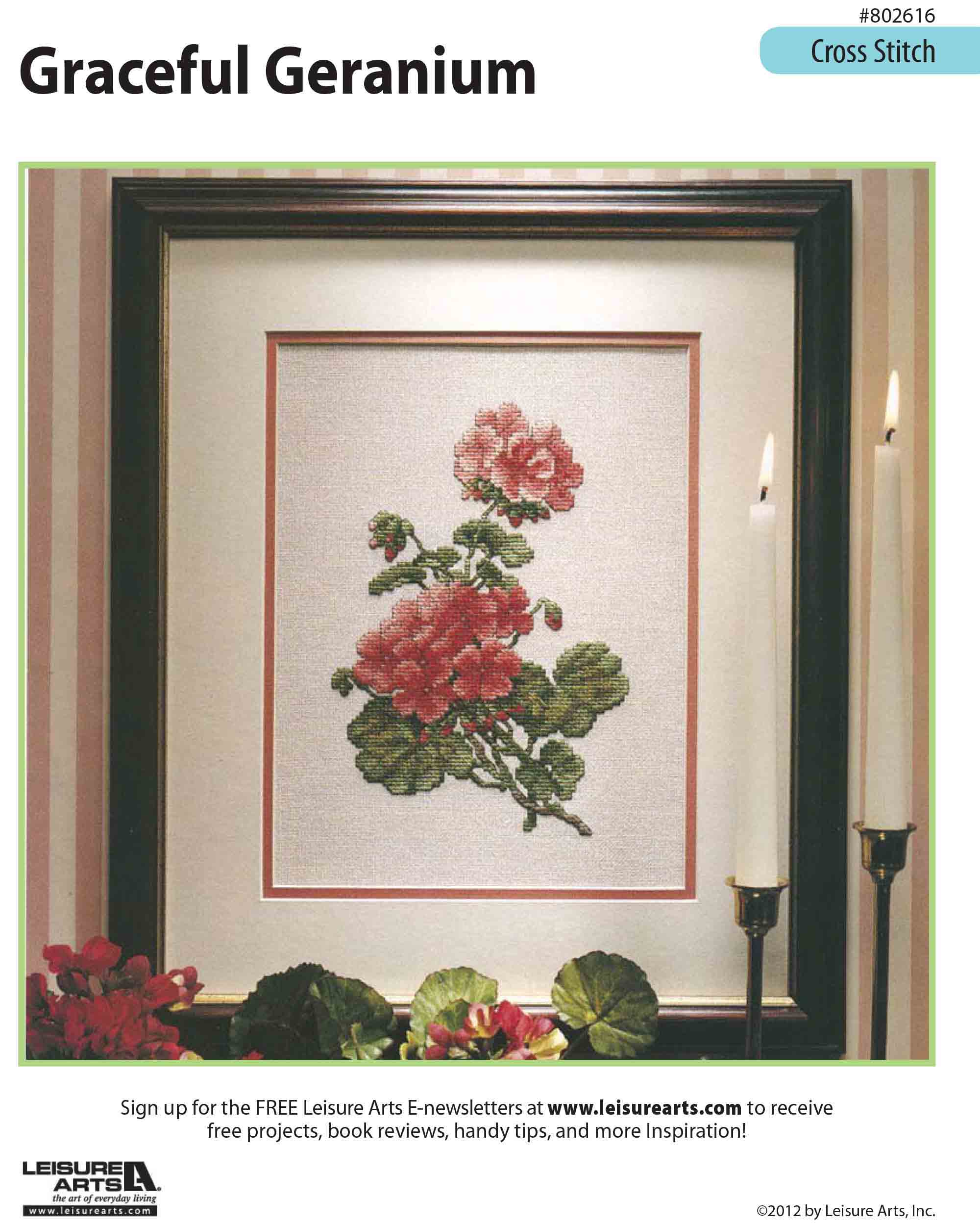 Leisure Arts Graceful Geranium Cross Stitch ePattern