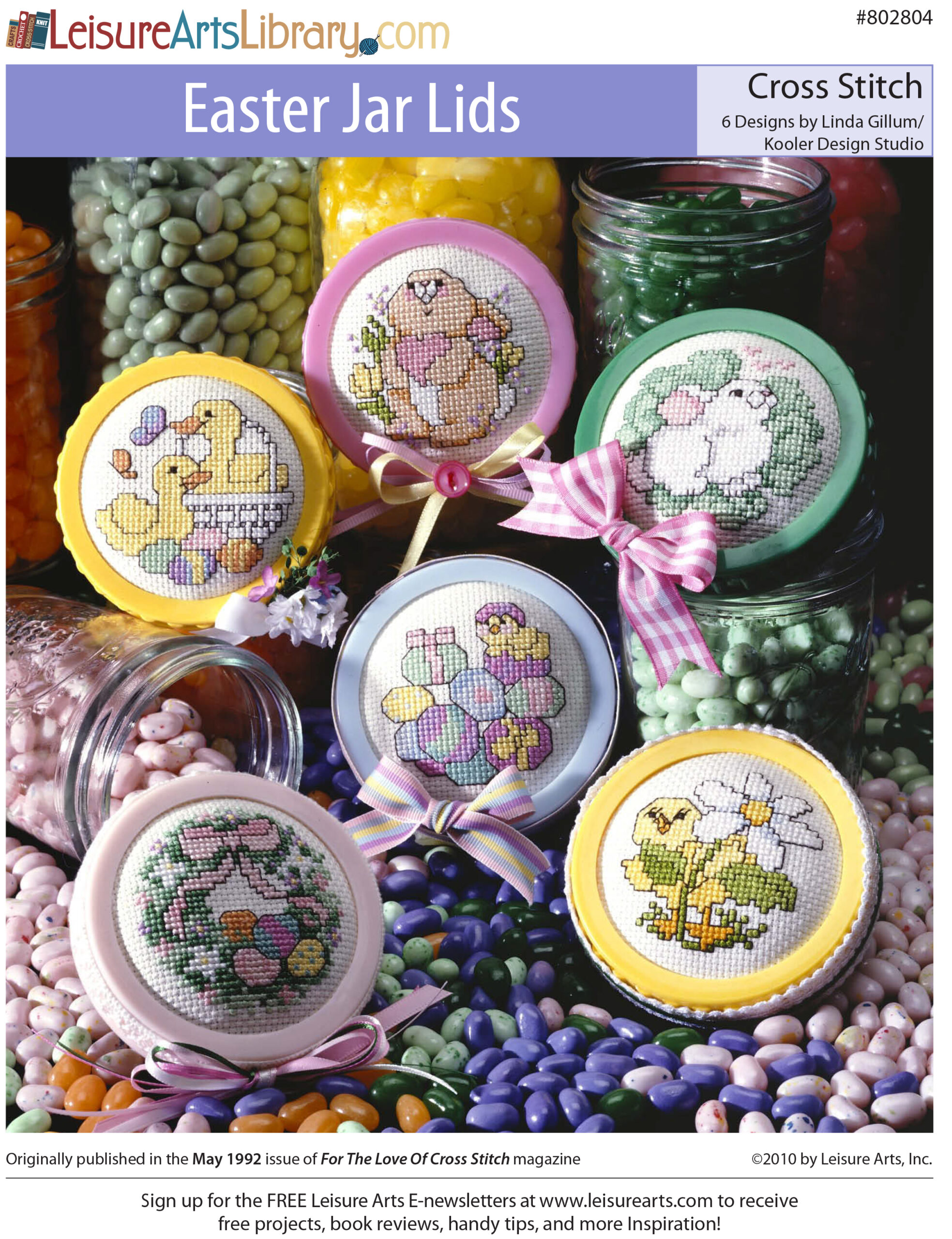 Leisure Arts Easter Jar Lids Cross Stitch ePattern