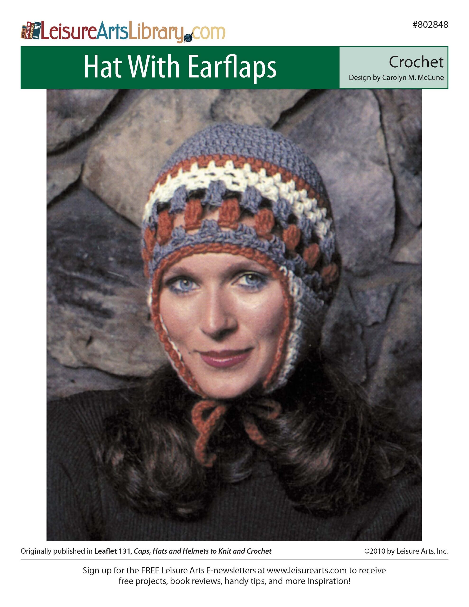 Leisure Arts Caps Hats And Helmets Hat With Earflaps ePattern