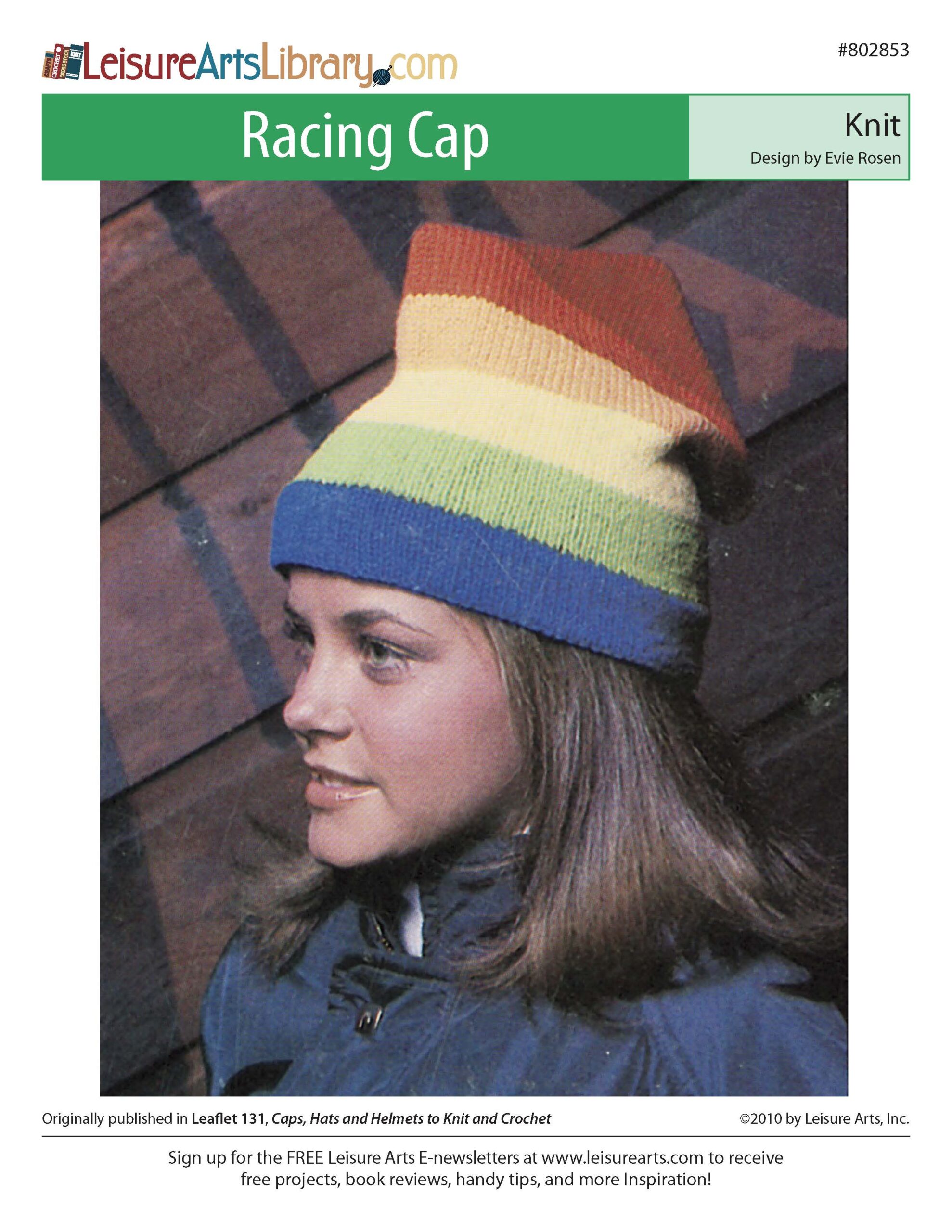 Leisure Arts Caps Hats And Helmets Racing Cap ePattern