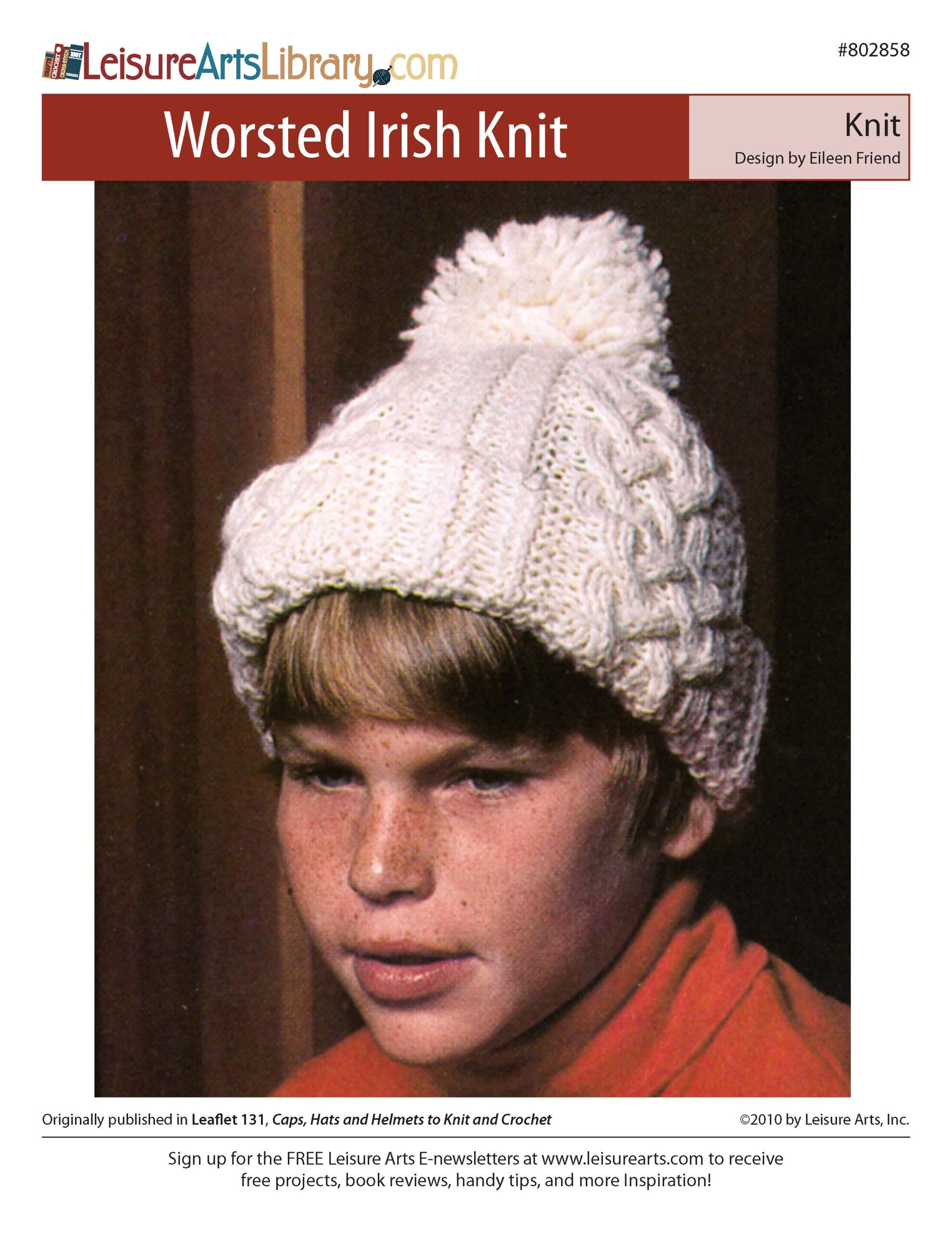 Leisure Arts Caps Hats And Helmets Worsted Irish Knit Hat ePattern