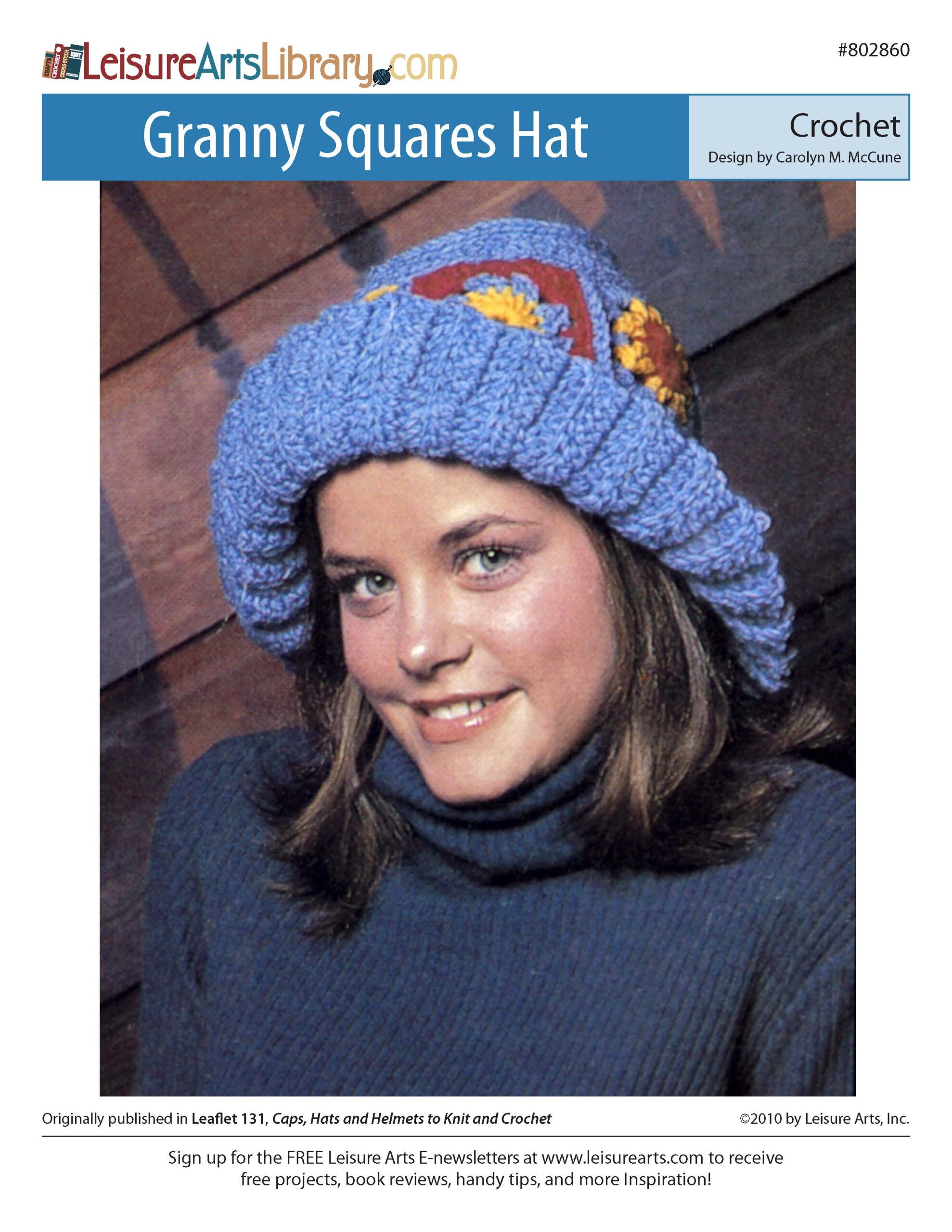 Leisure Arts Caps Hats And Helmets Granny Squares Hat ePattern