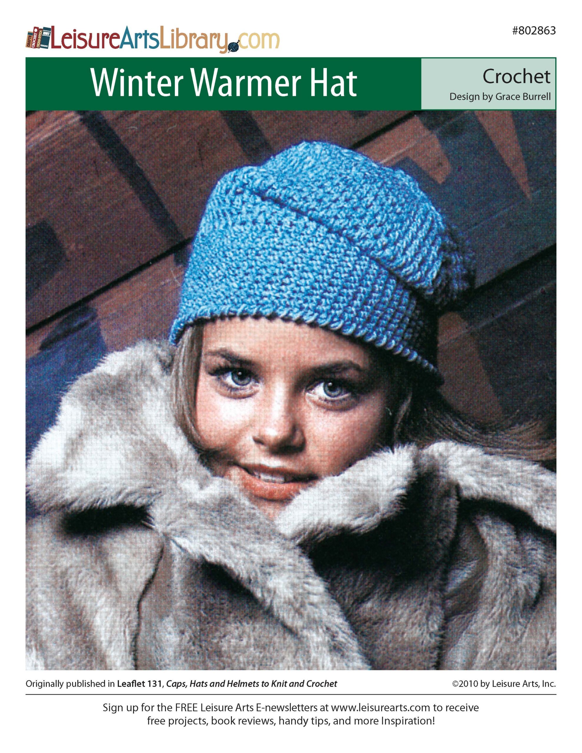 Leisure Arts Caps Hats And Helmets Winter Warmer Hat ePattern