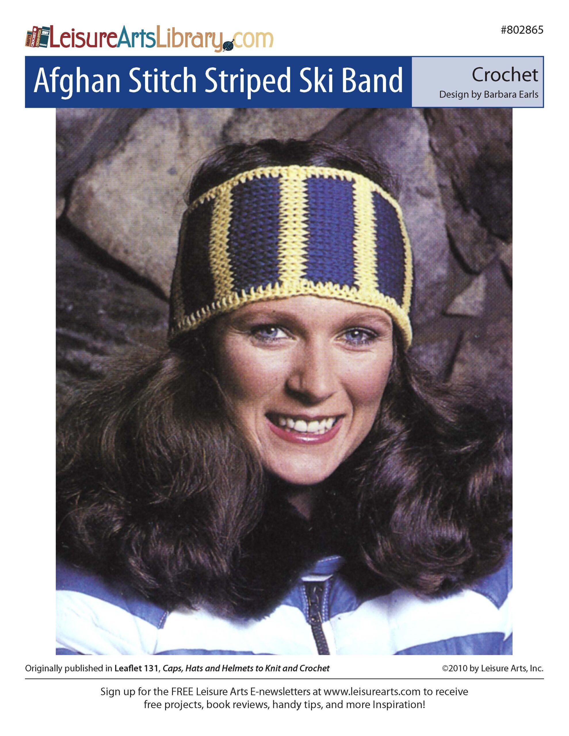 Leisure Arts Caps Hats And Helmets Afghan Stitch Striped Ski Band ePattern