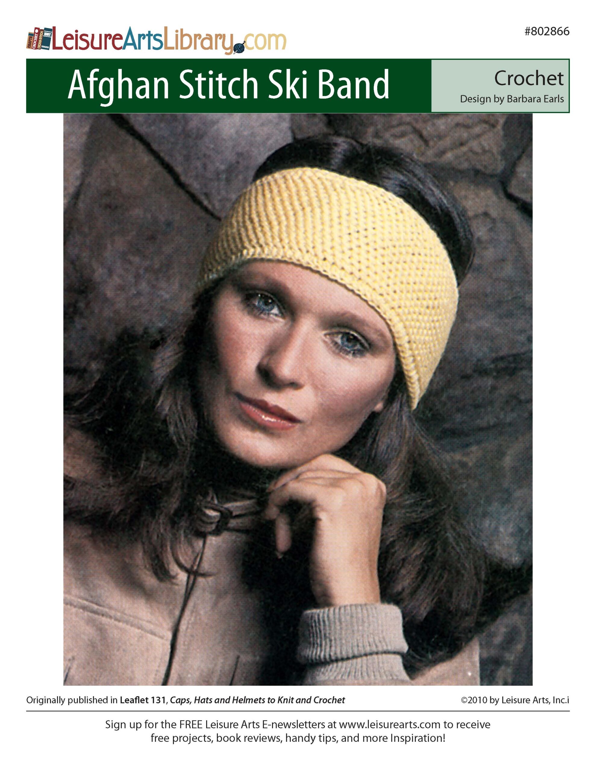 Leisure Arts Caps Hats And Helmets Afghan Stitch Ski Band ePattern