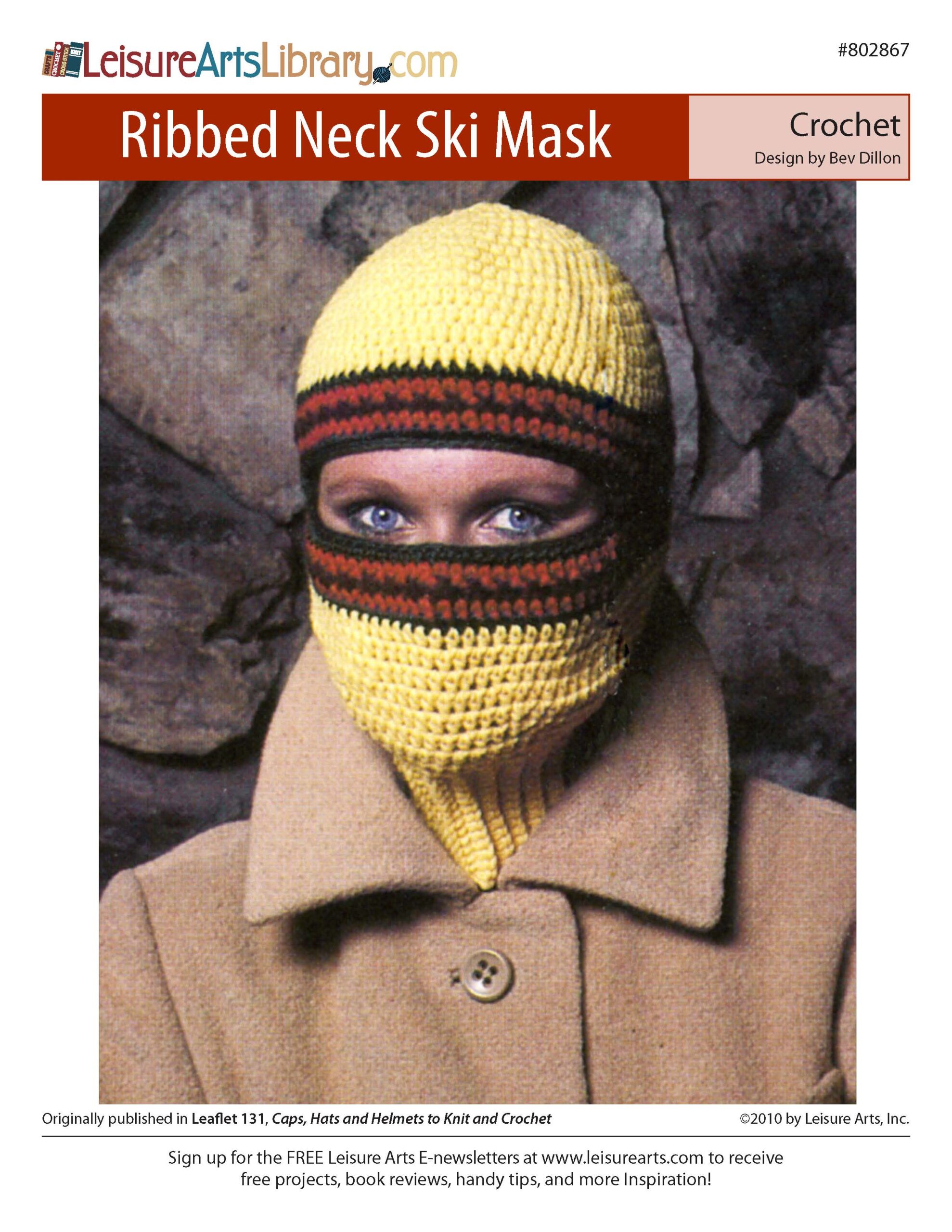 Leisure Arts Caps Hats And Helmets Ribbed Neck Ski Mask ePattern