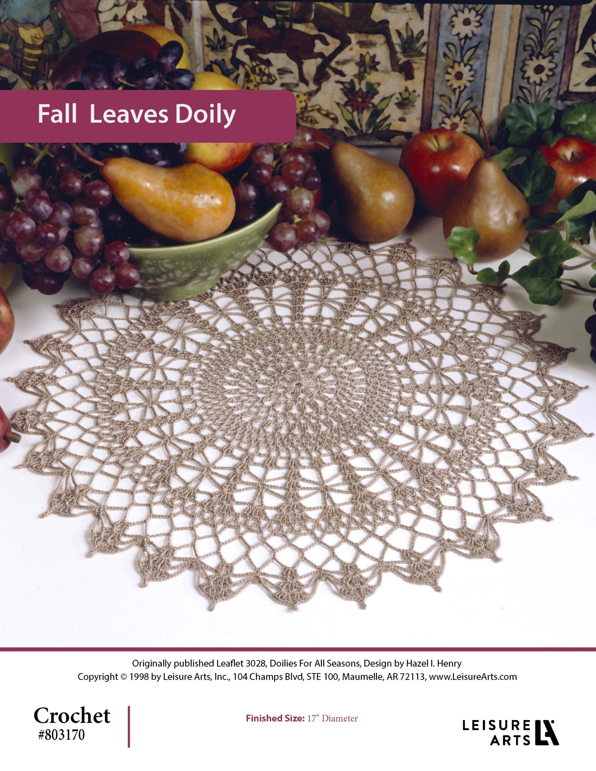Leisure Arts Doilies For All Seasons Fall Leaves Doily Crochet ePattern