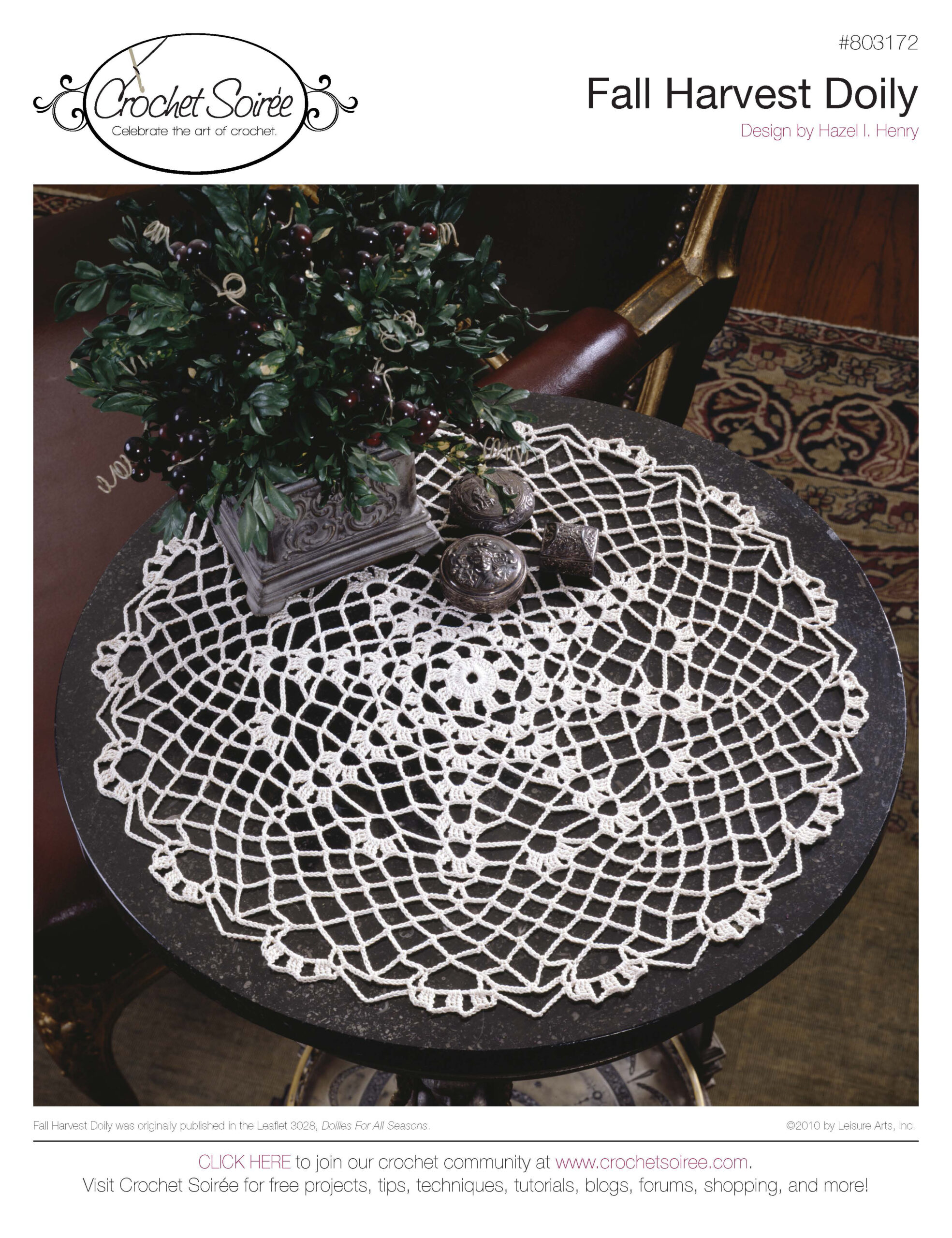 Leisure Arts Doilies For All Seasons Fall Harvest Doily Crochet ePattern