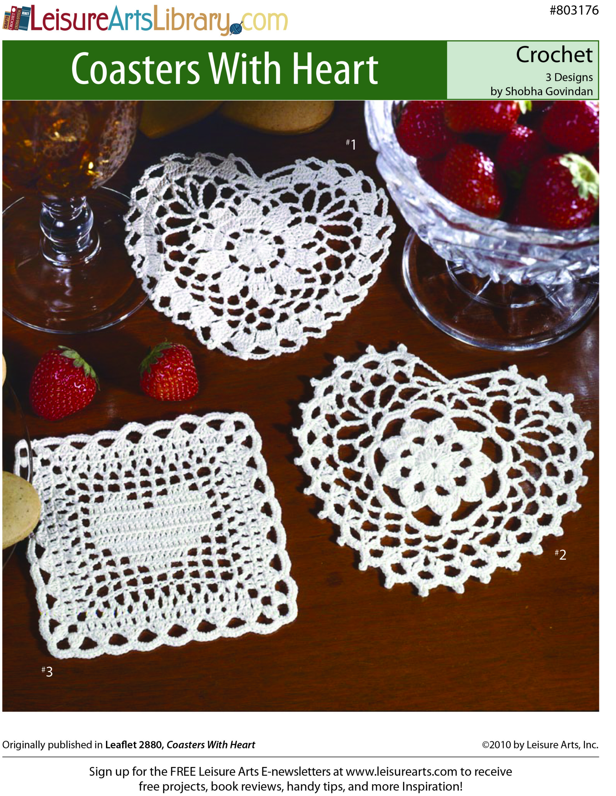 Leisure Arts Patterns Coasters With Heart Crochet ePattern