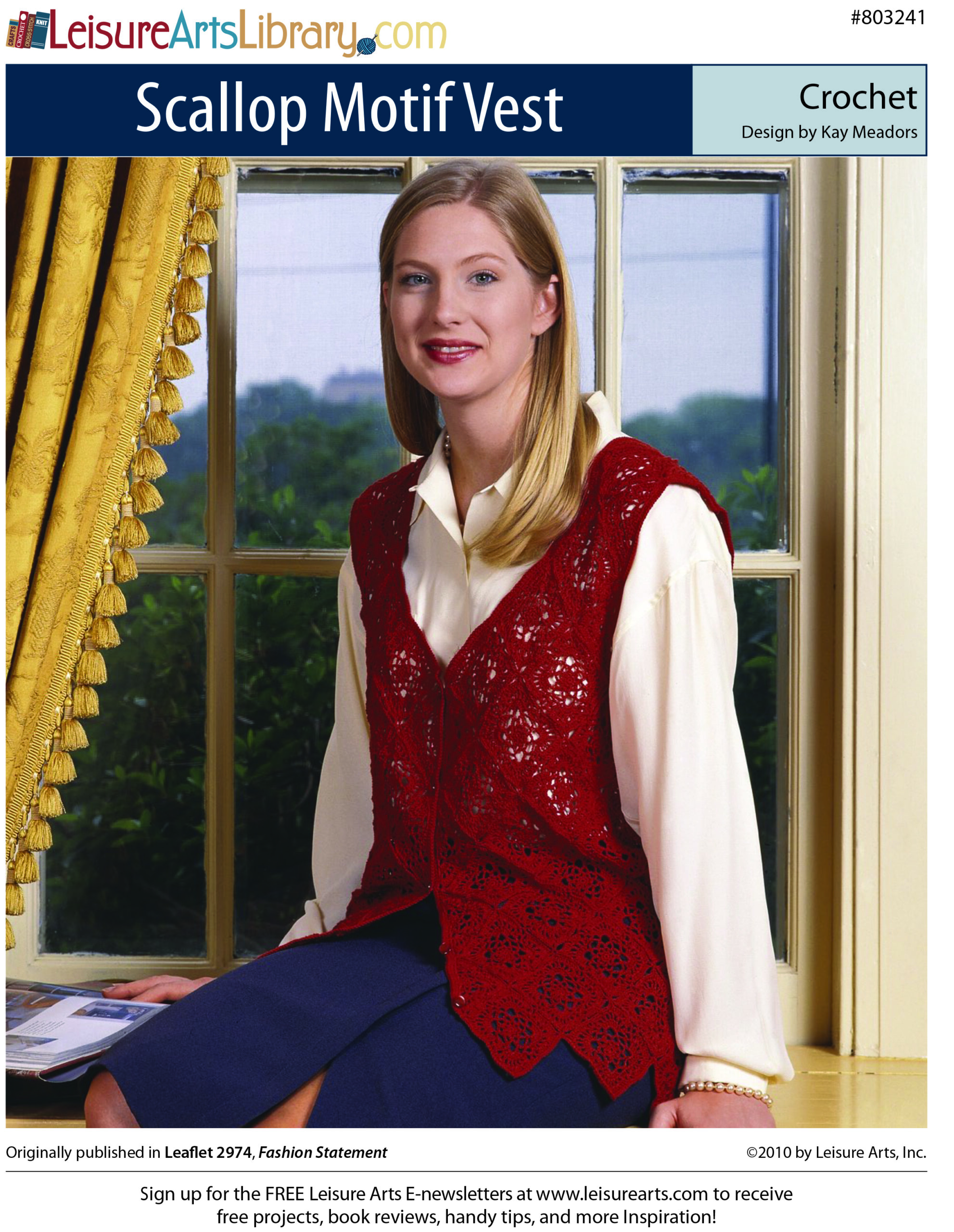 Leisure Arts Patterns Fashion Statement Scallop Motif Vest Crochet ePattern