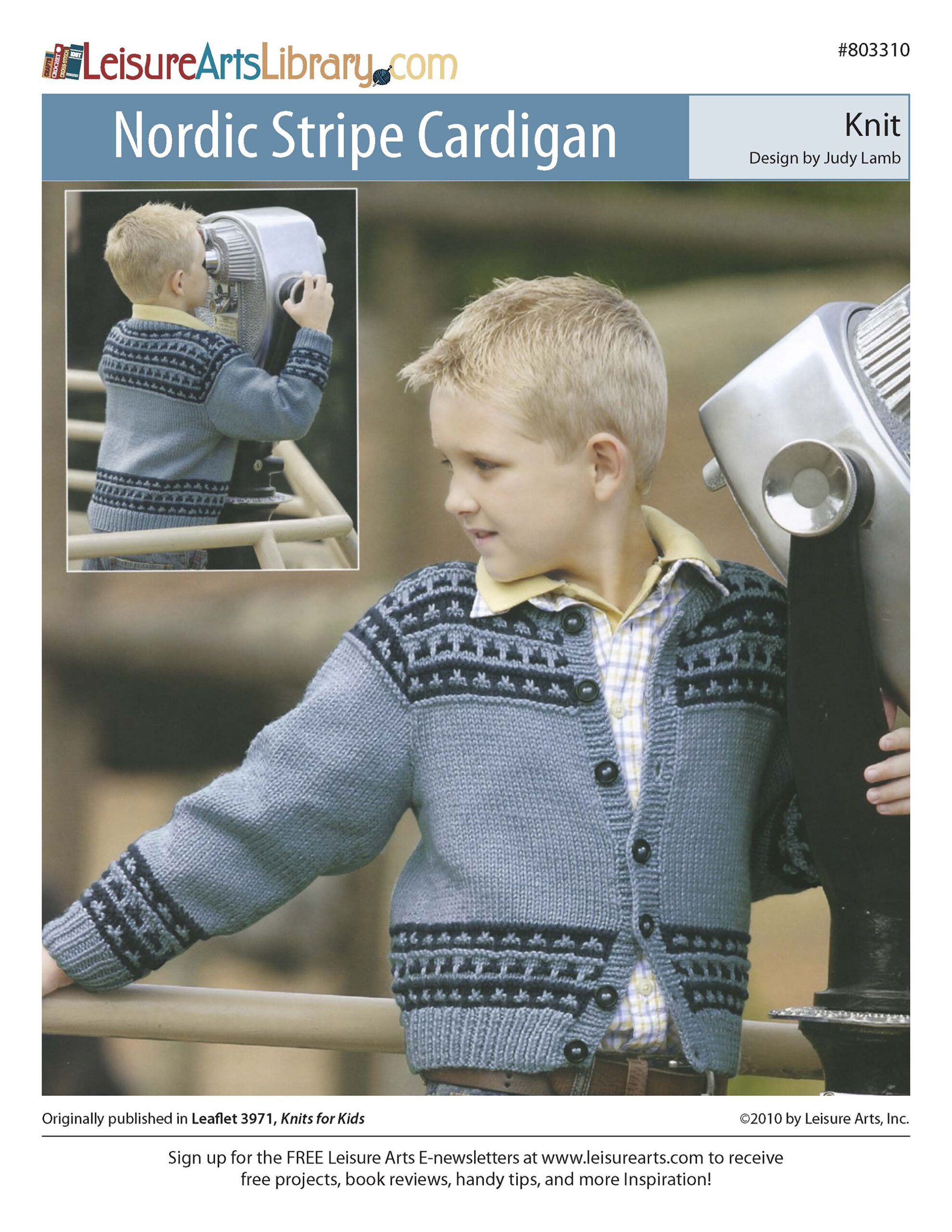 Leisure Arts Nordic Stripe Cardigan Knit ePattern