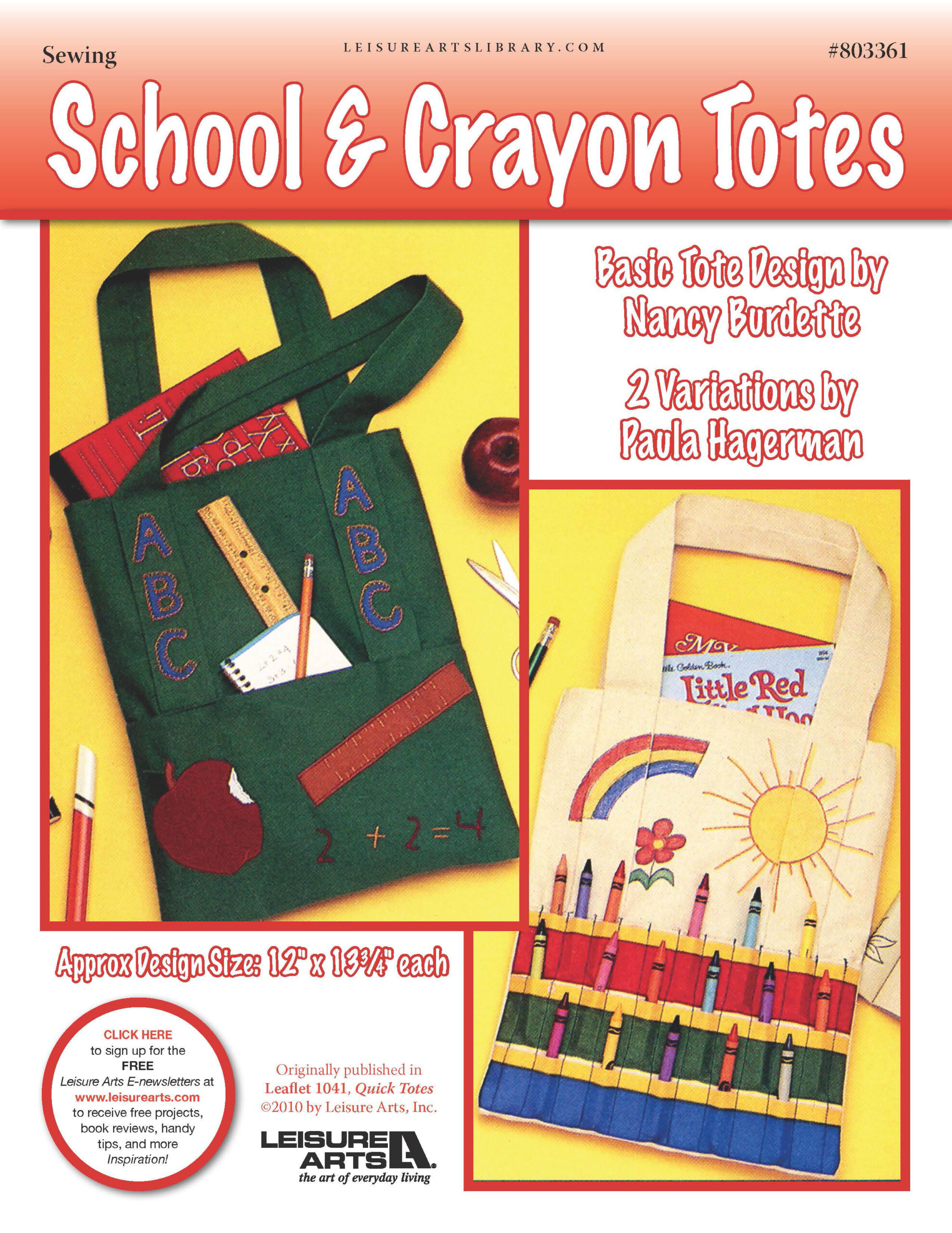 Leisure Arts School Crayon Totes Sewing ePattern