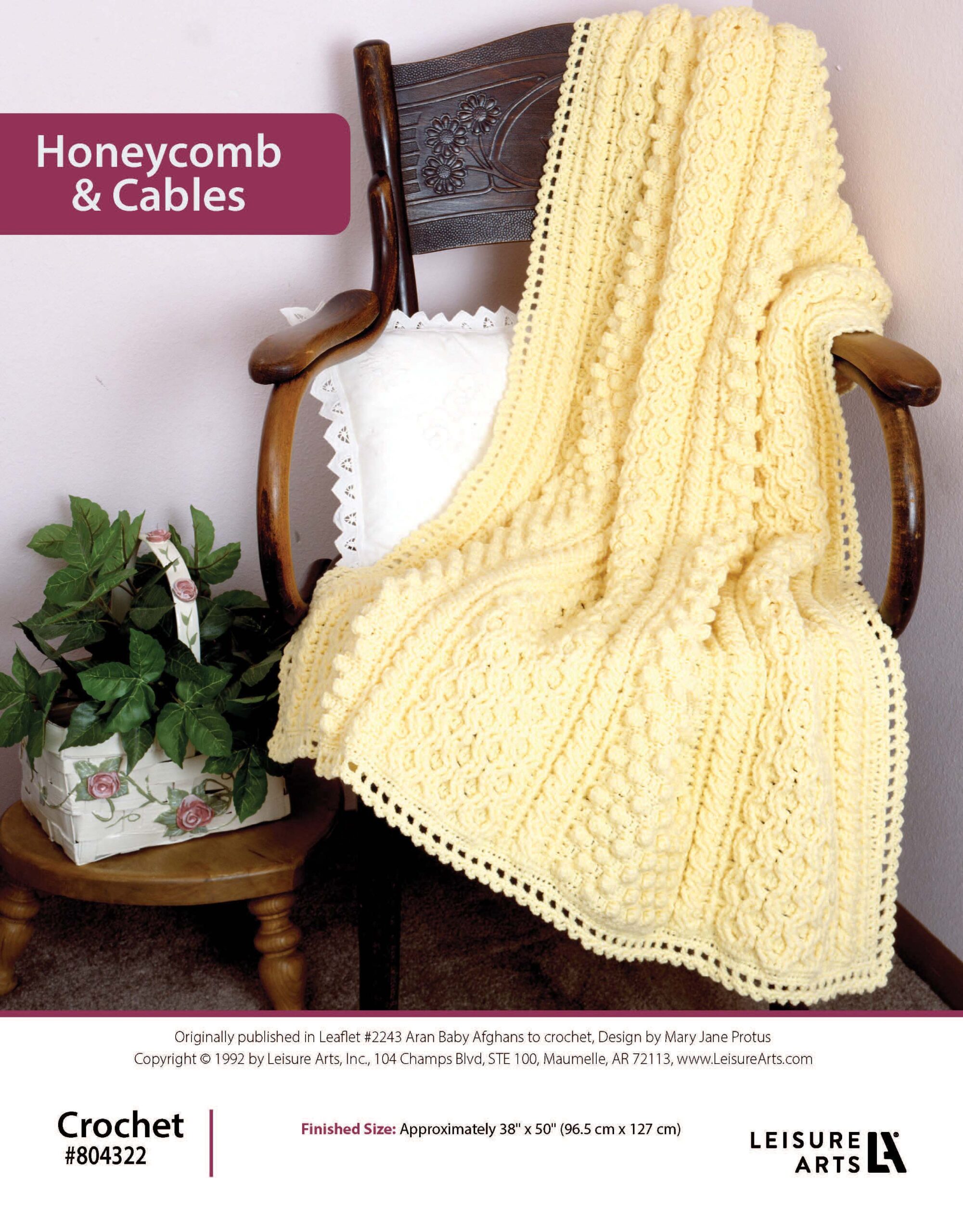 Leisure Arts Aran Baby Afghan Honeycomb Cables ePatterns