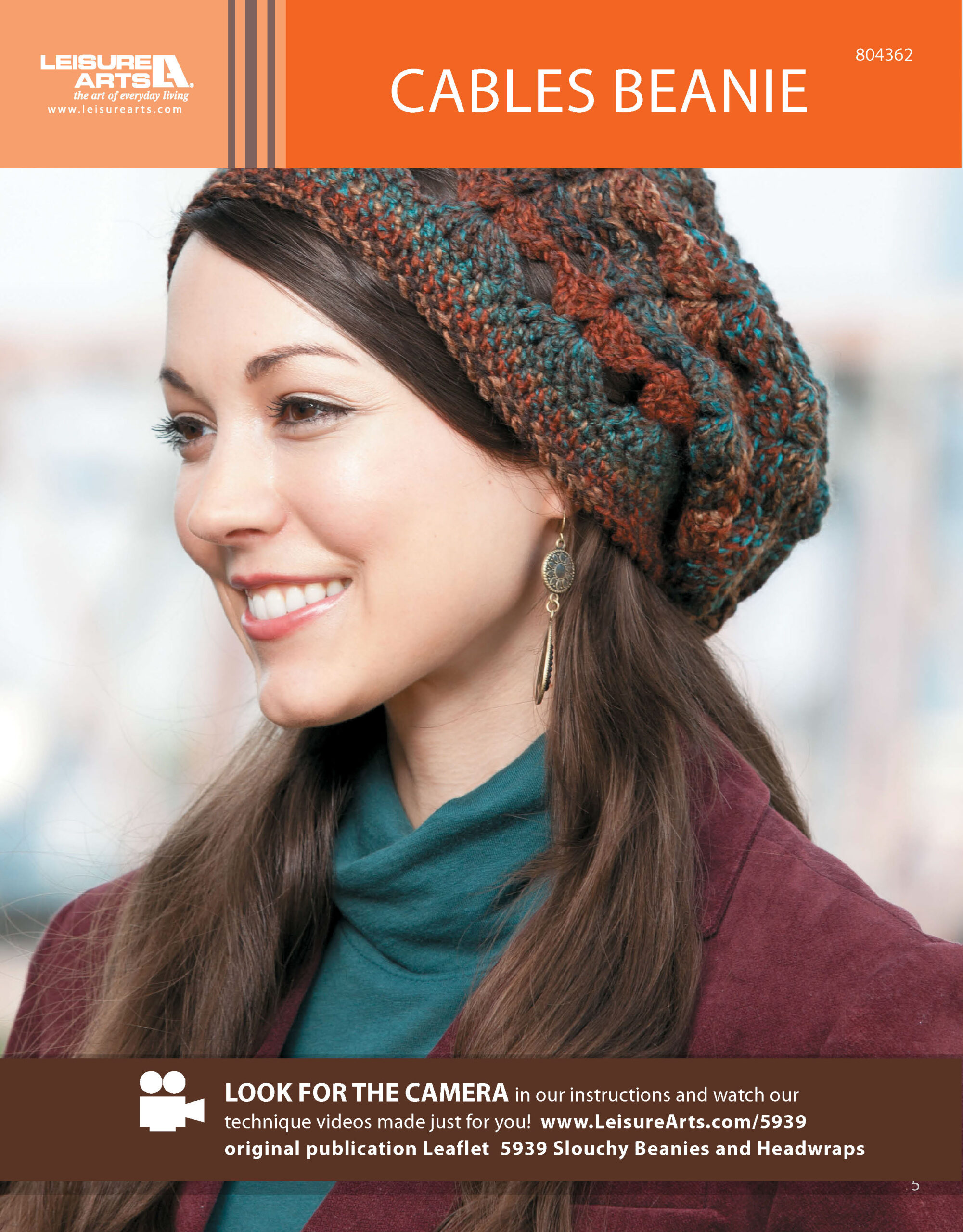 Leisure Arts Slouchy Beanies Headwraps Shells Beanie Crochet ePattern