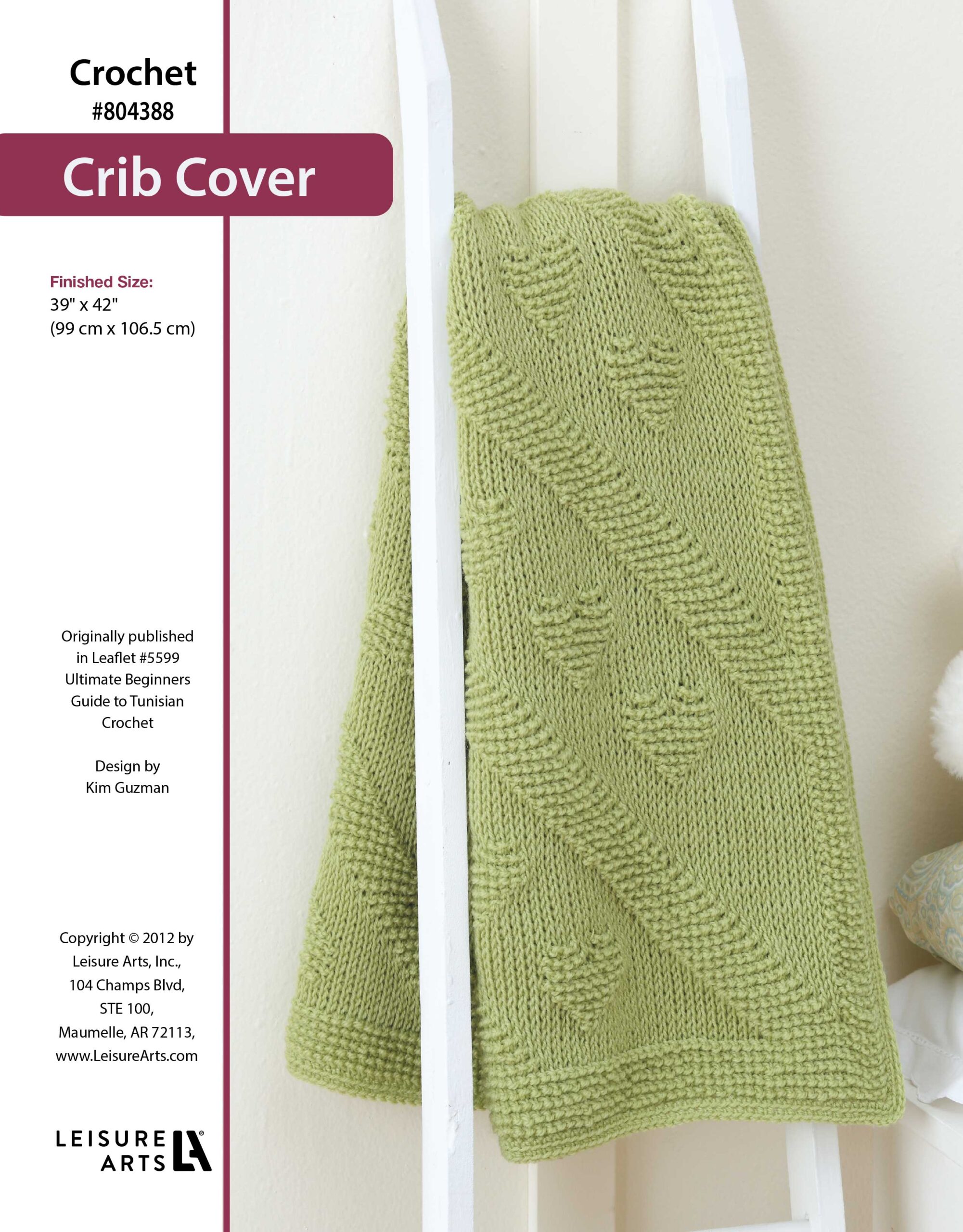 Leisure Arts Ultimate Beginners Guide To Tunisian Crochet Diagonal Hearts Crib Cover ePattern