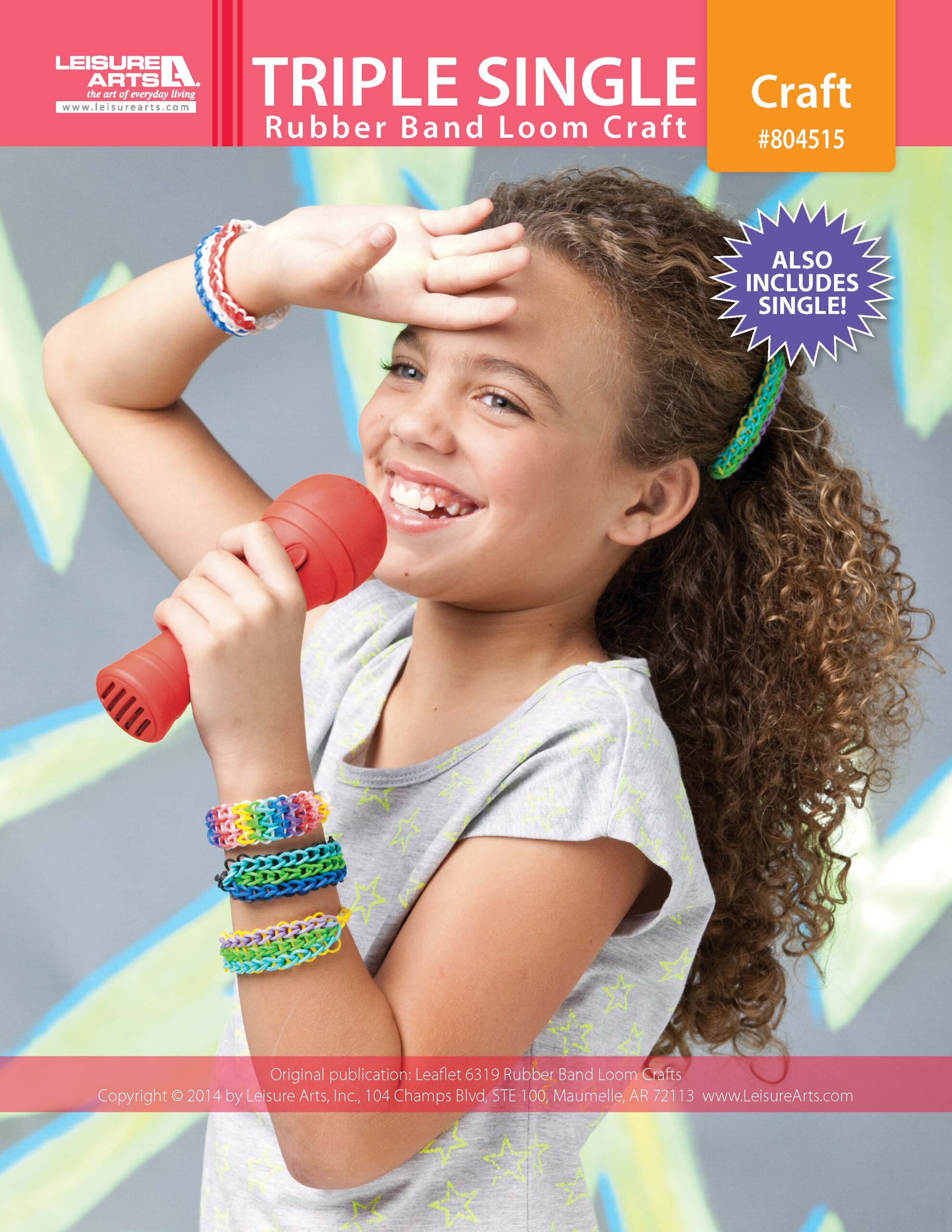 Leisure Arts Rubber Band Loom Crafts Triple Single Rubber Band Bracelet ePattern