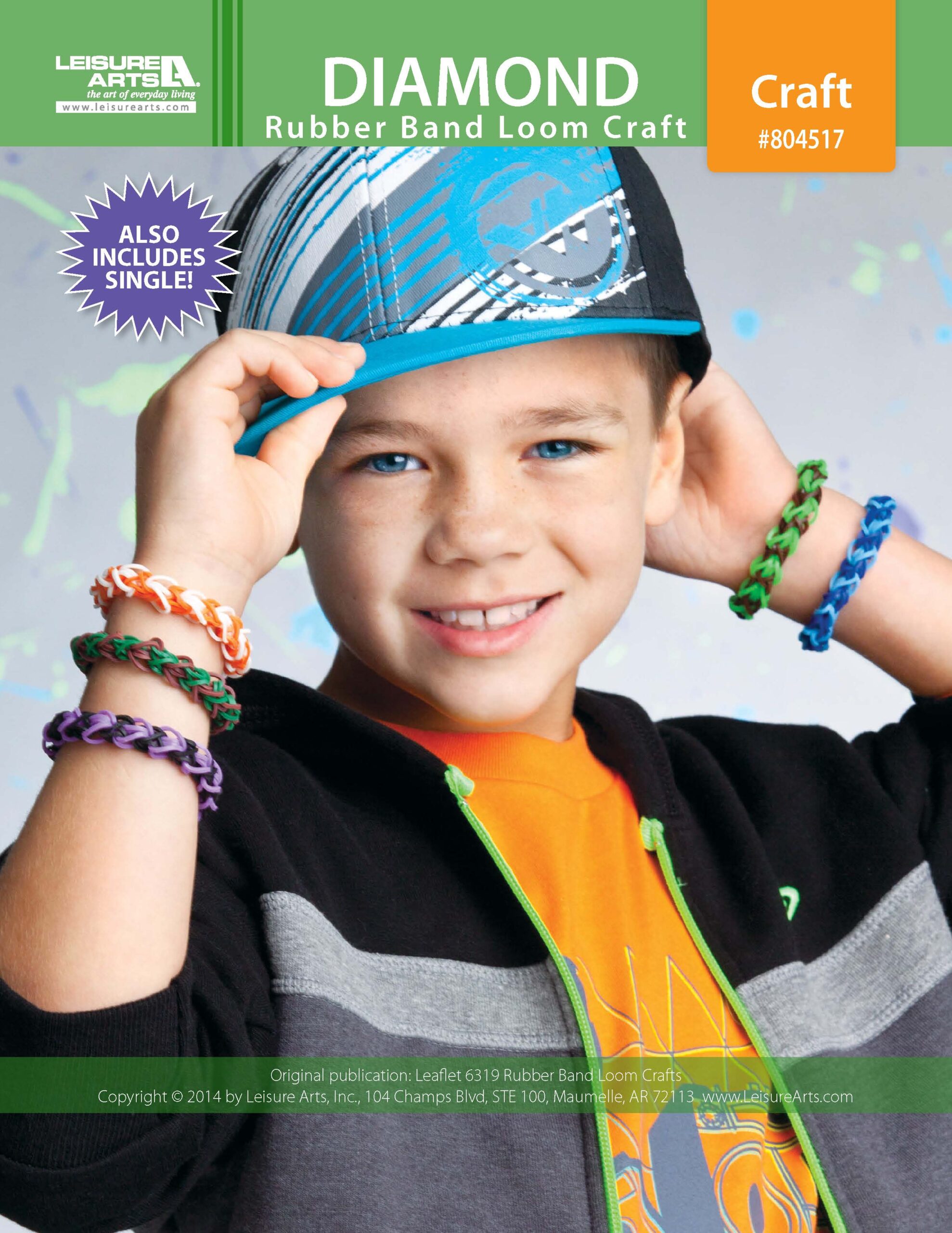 Leisure Arts Rubber Band Loom Crafts Diamond Rubber Band Bracelet ePattern