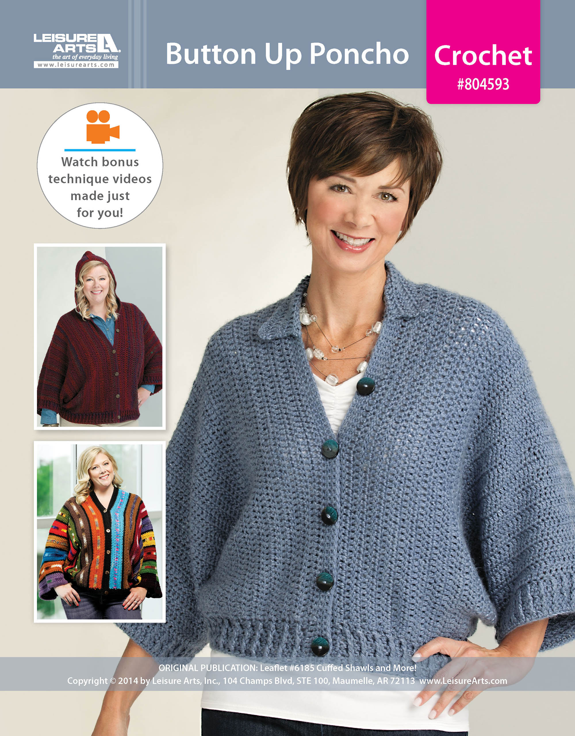 Leisure Arts The Cuffed Shawl More ButtonUp Poncho ePattern