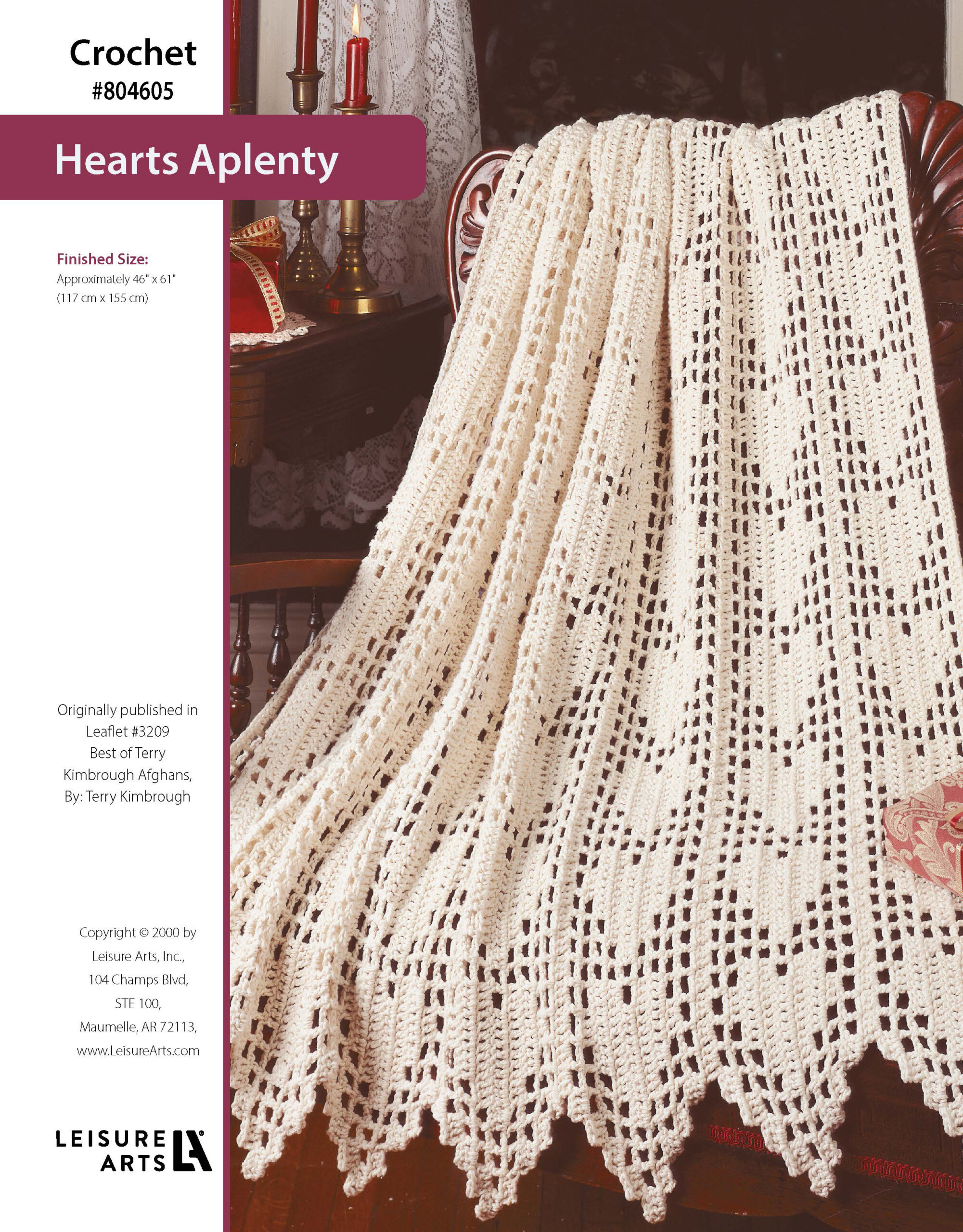 Leisure Arts ePattern Best of Terry Kimbrough Afghans Hearts Aplenty Afghan