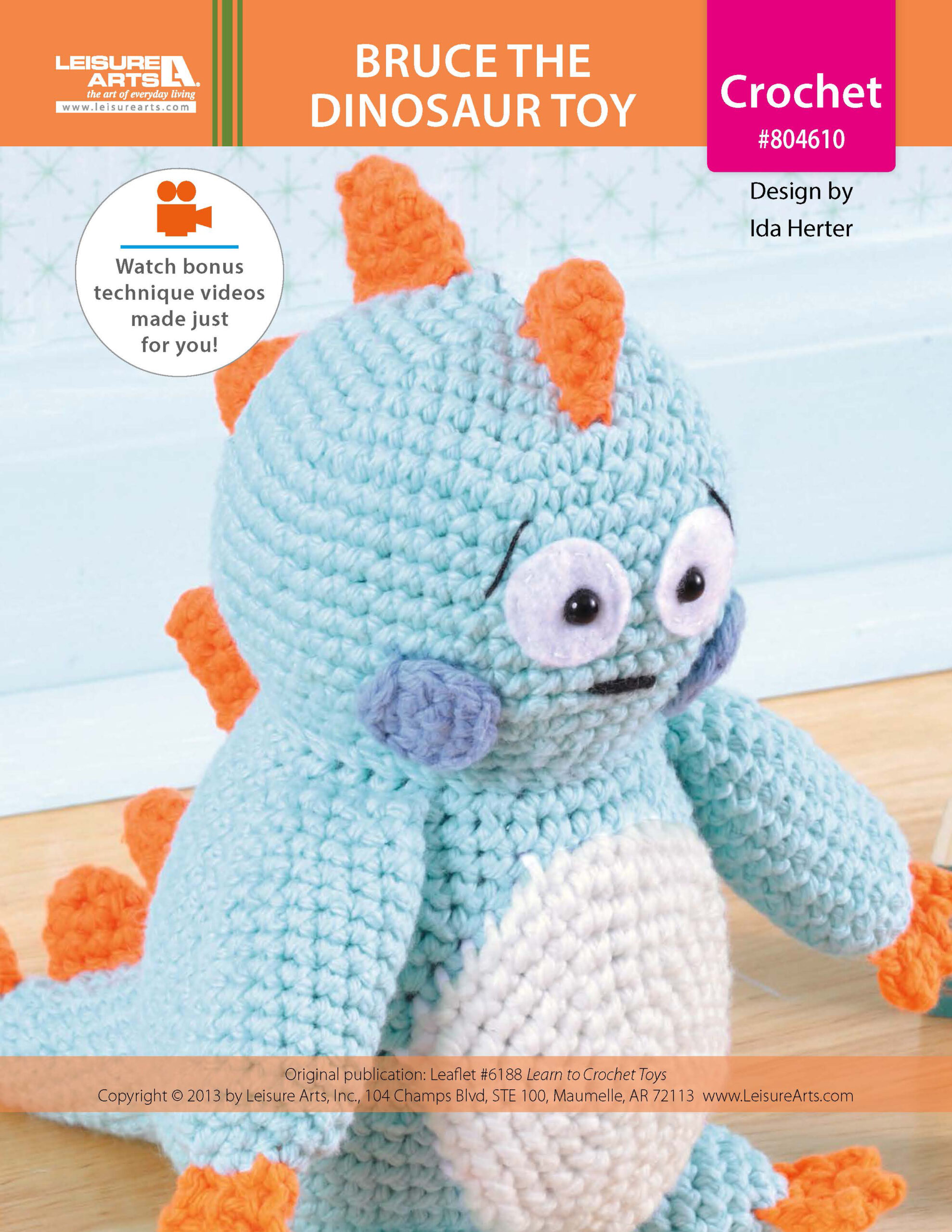 Leisure Arts Learn To Crochet Toys Bruce The Dinosaur ePattern