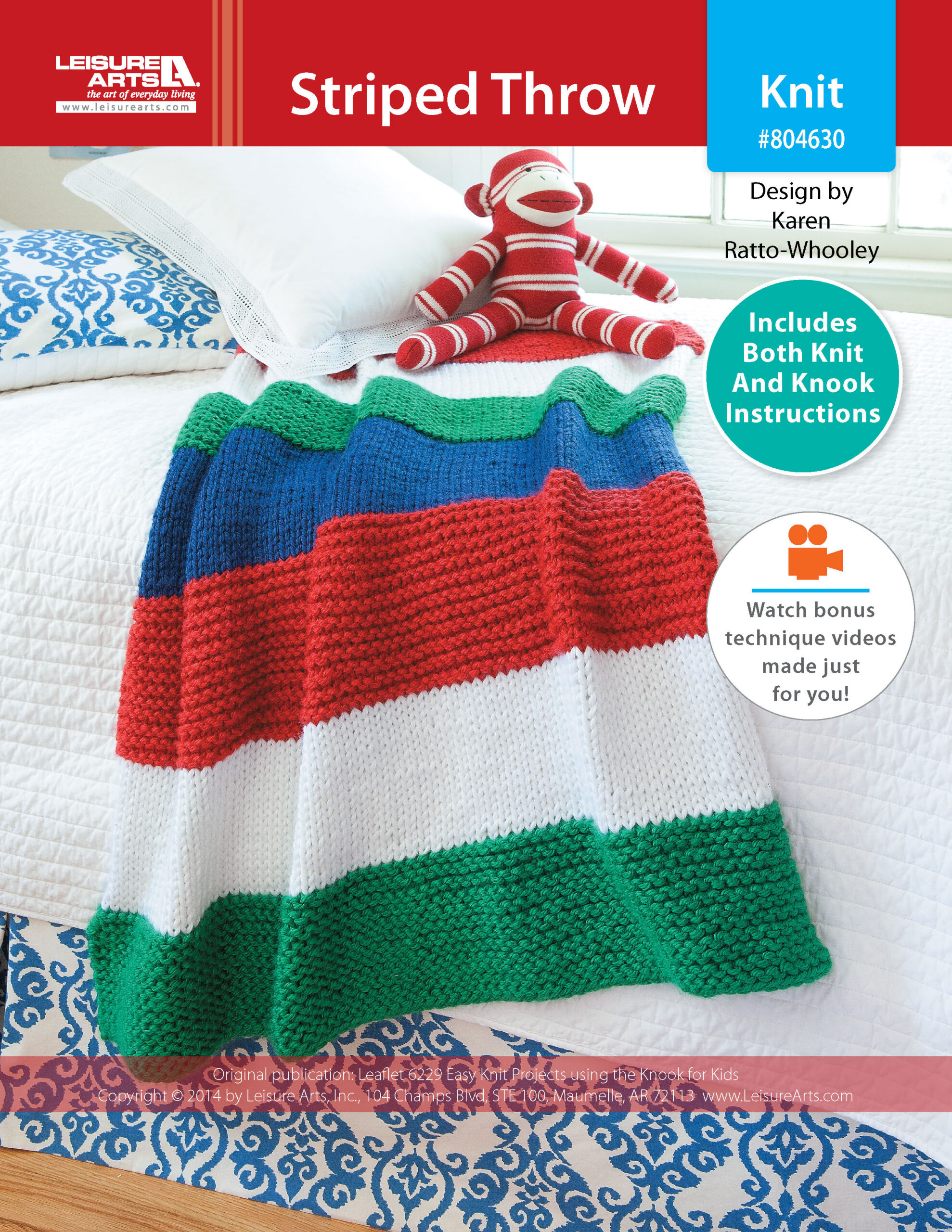 Leisure Arts Easy Knit Projects Using The Knook For Kids Striped Throw ePattern