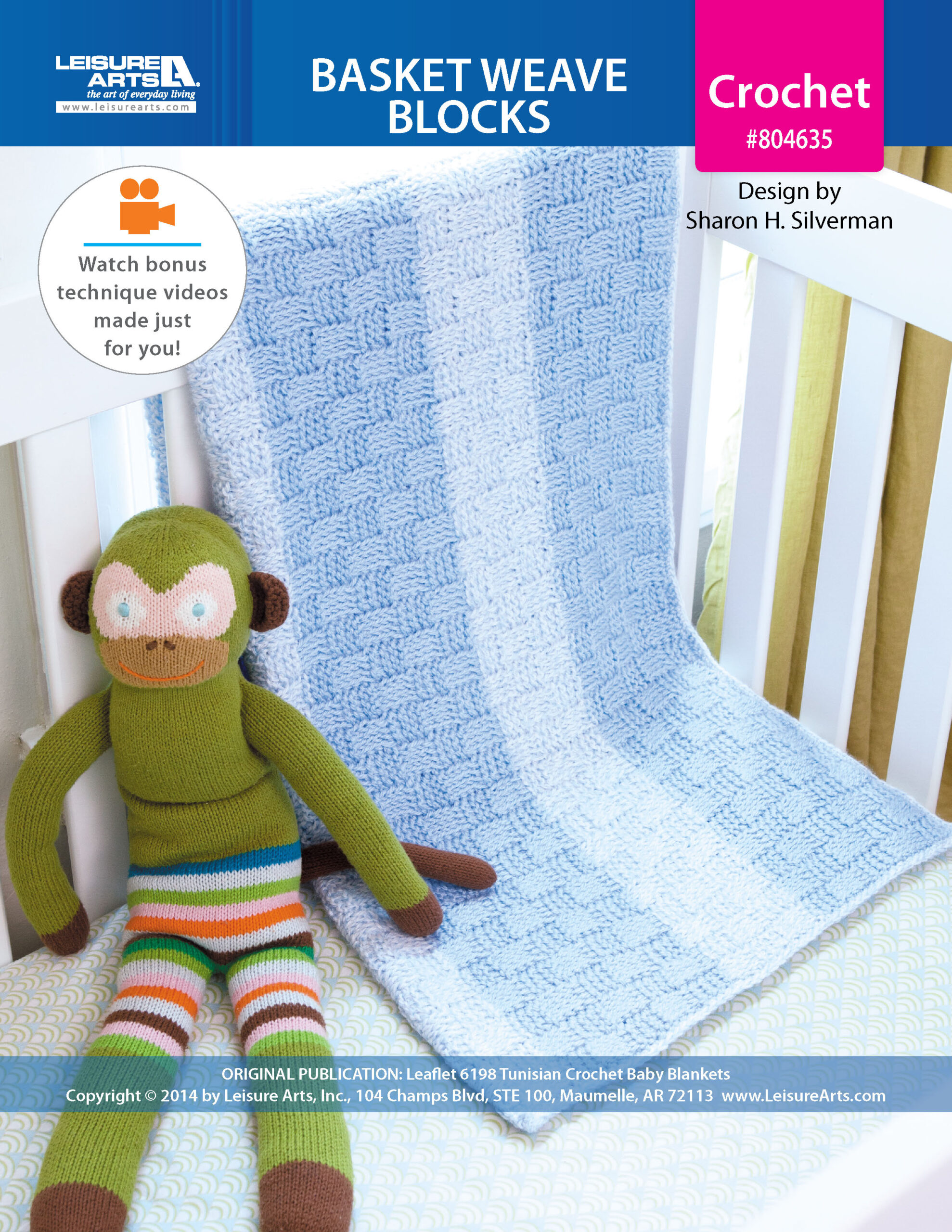 Leisure Arts Tunisian Crochet Baby Blankets Basket Weave Blocks ePattern