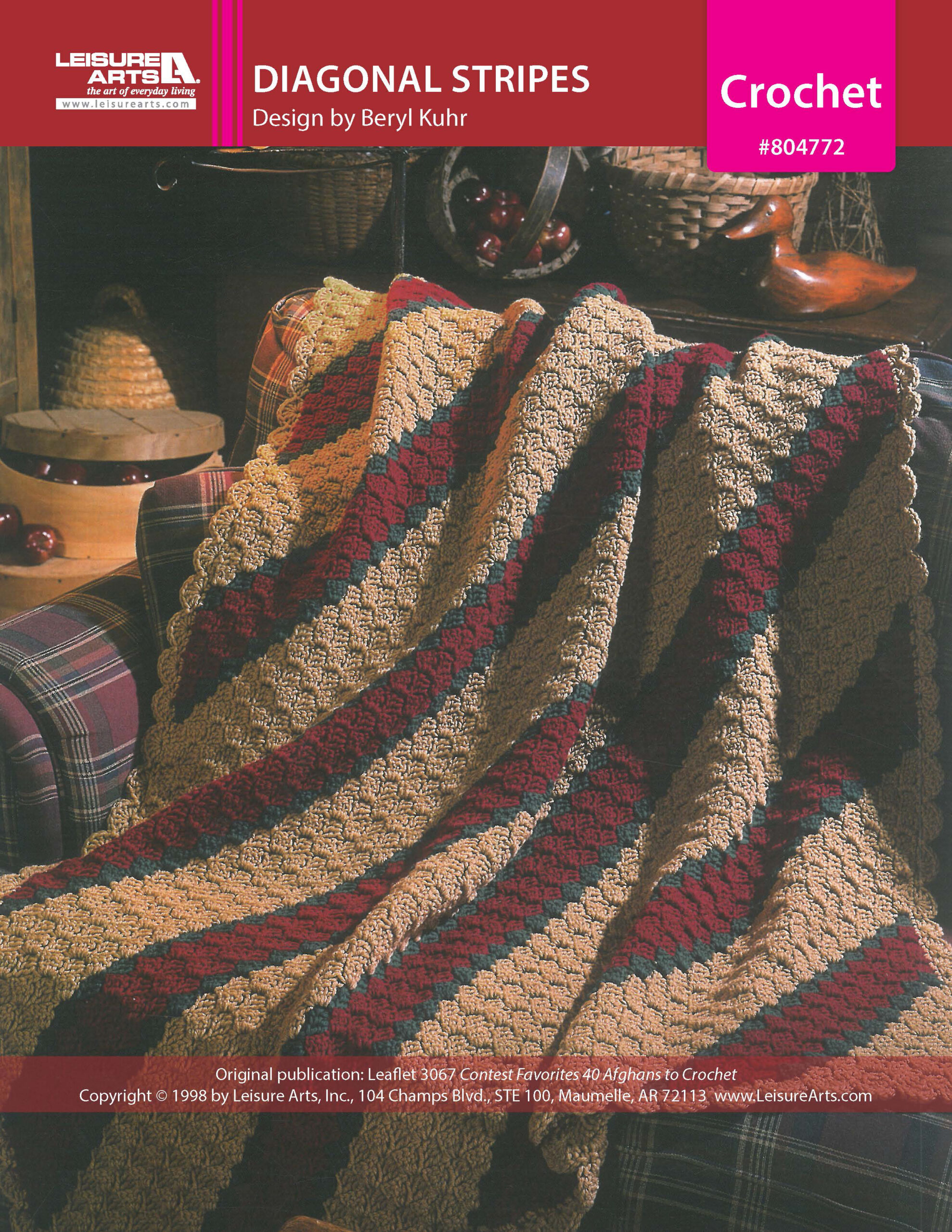 Leisure Arts Contest Favorites Diagonal Stripes Afghan Crochet ePattern