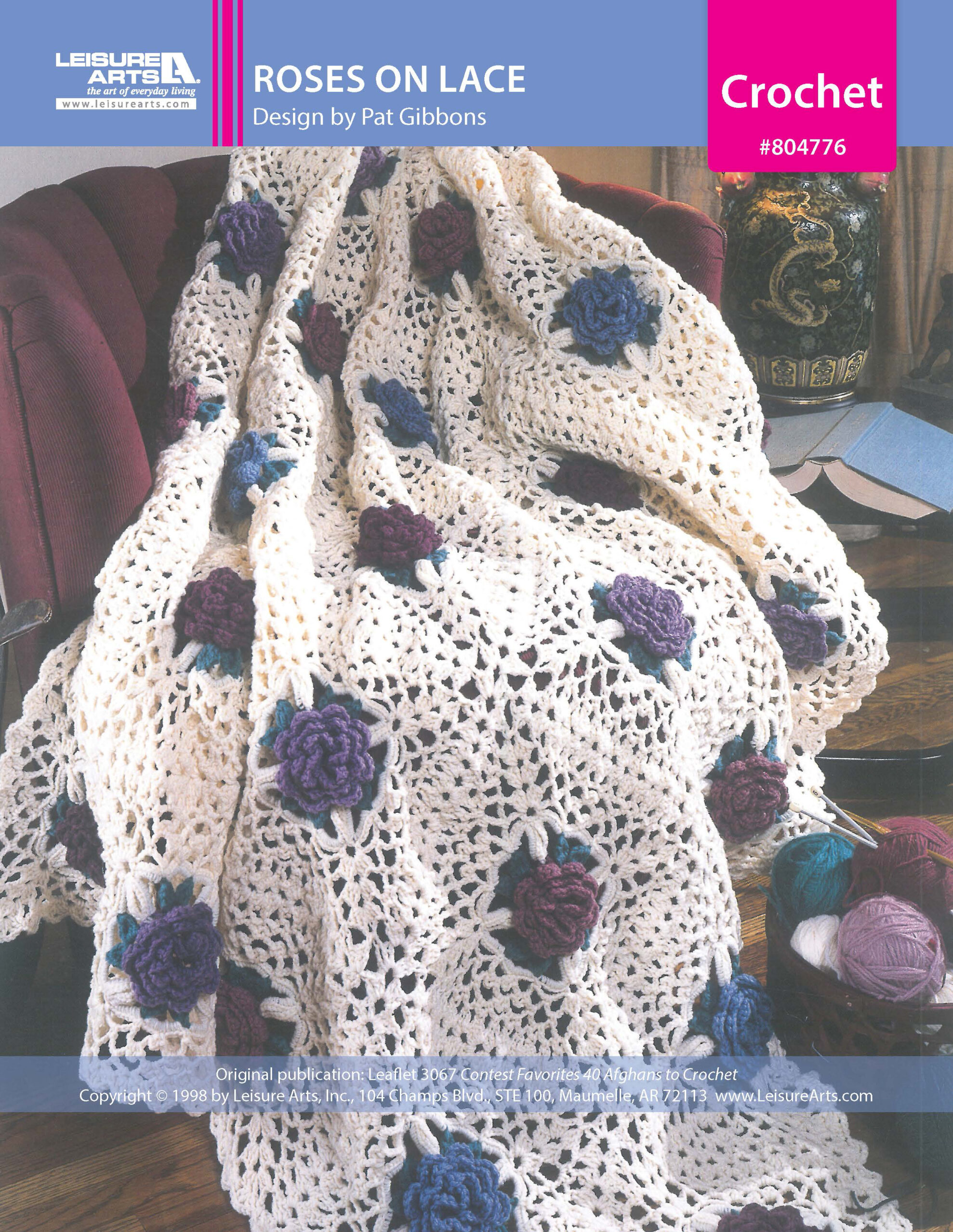 Leisure Arts Contest Favorites Roses On Lace Afghan Crochet ePattern