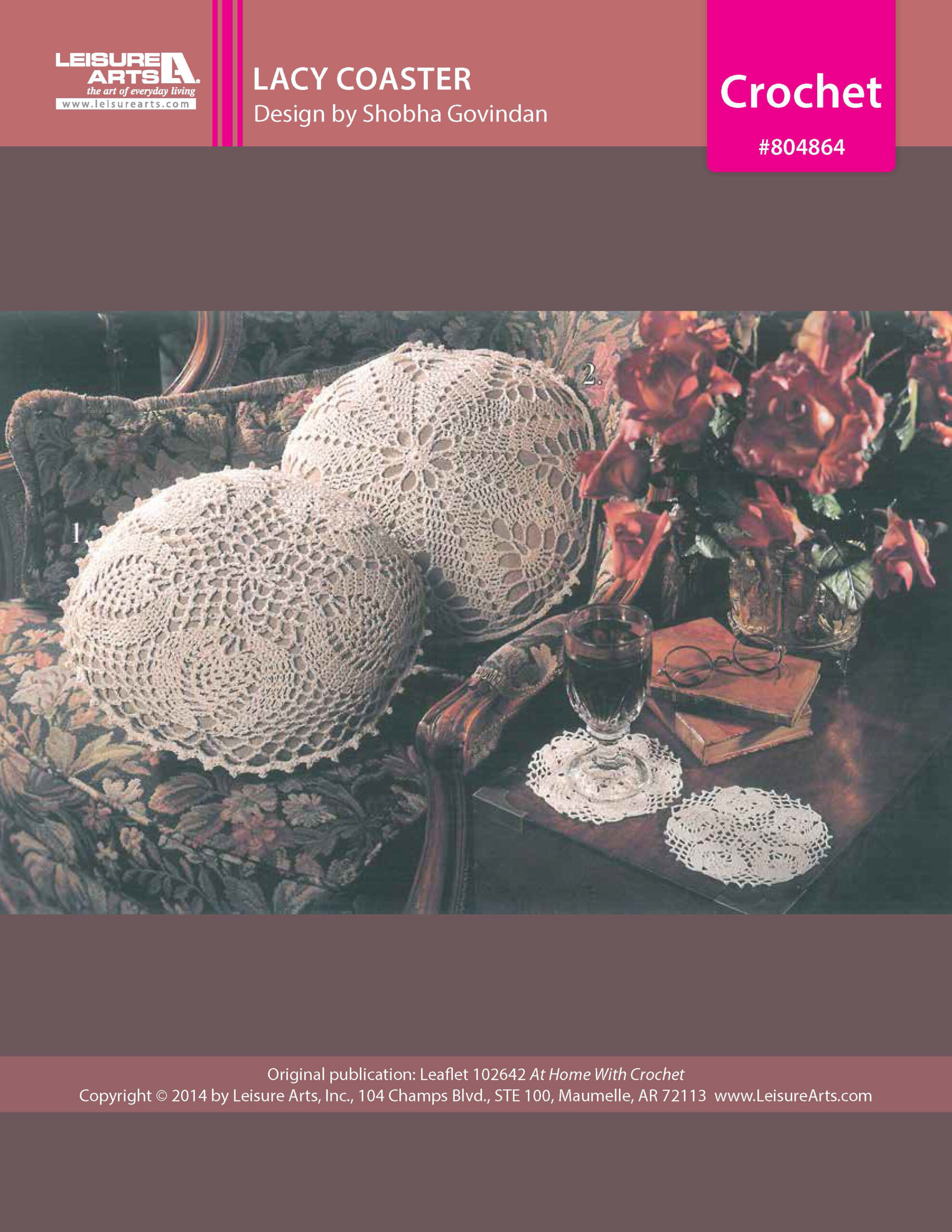 Leisure Arts Home With Crochet Lacy Coaster ePattern