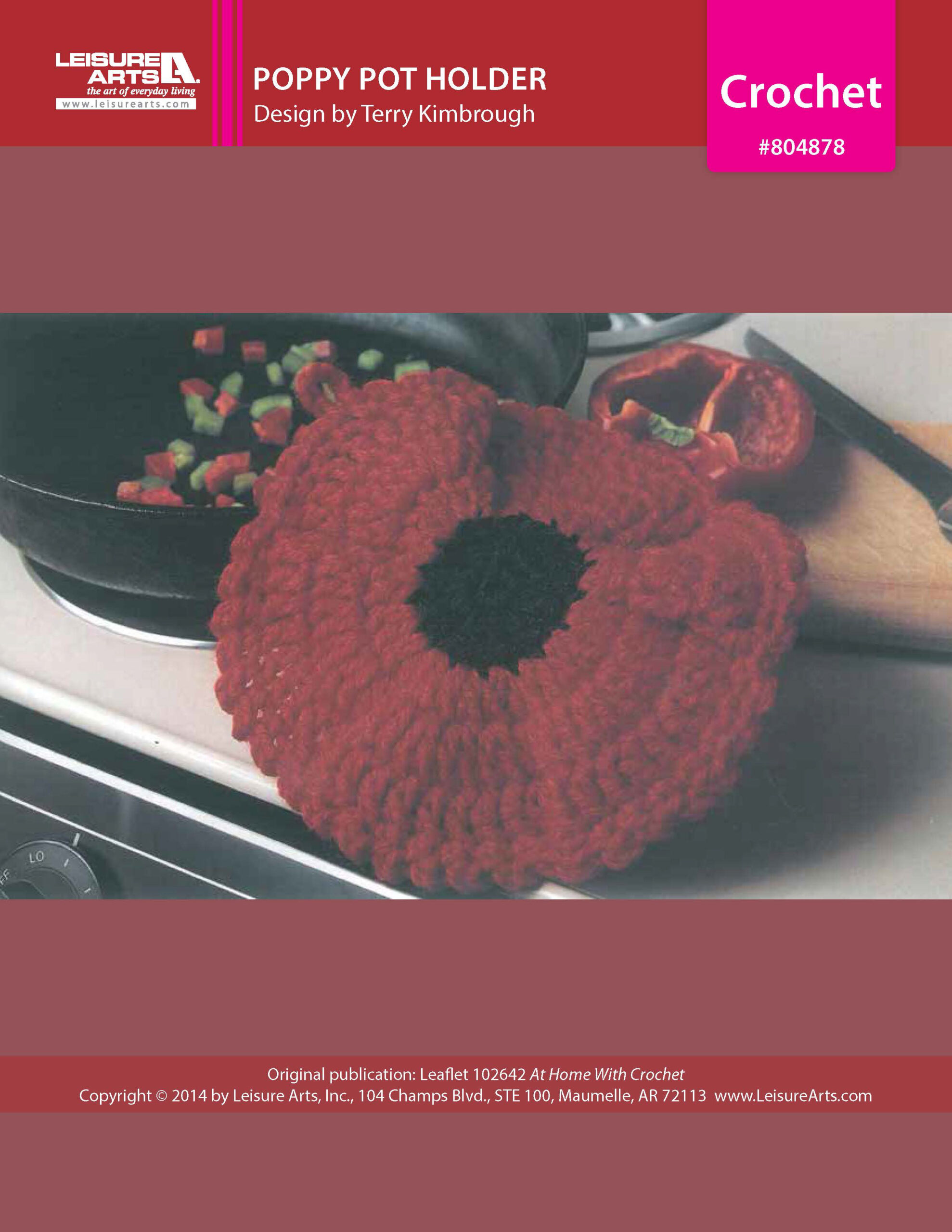 Leisure Arts Home With Crochet Poppy Pot Holder ePattern