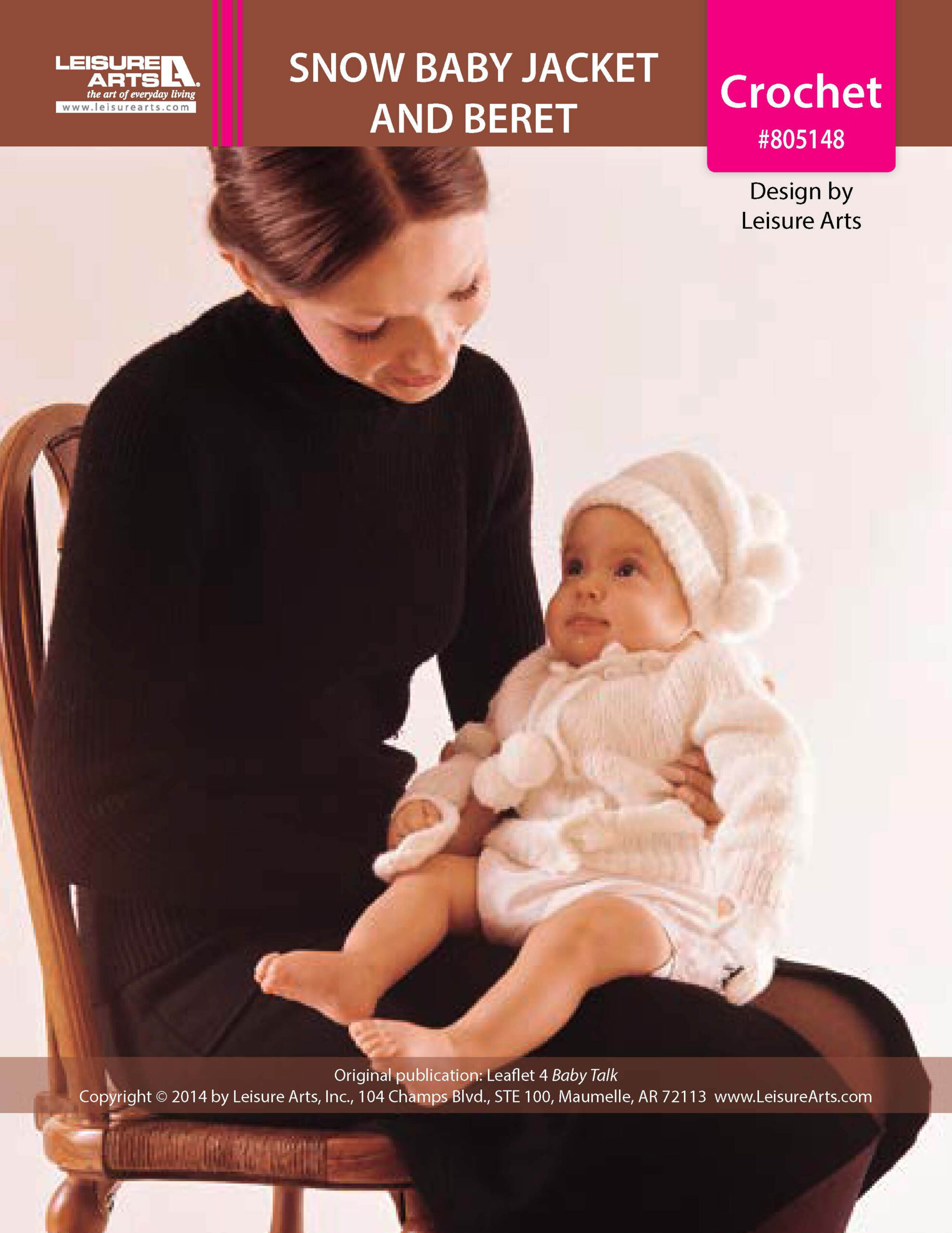 Leisure Arts Leaflet 4 Baby Talk Snow Baby Jacket Beret Knit ePattern