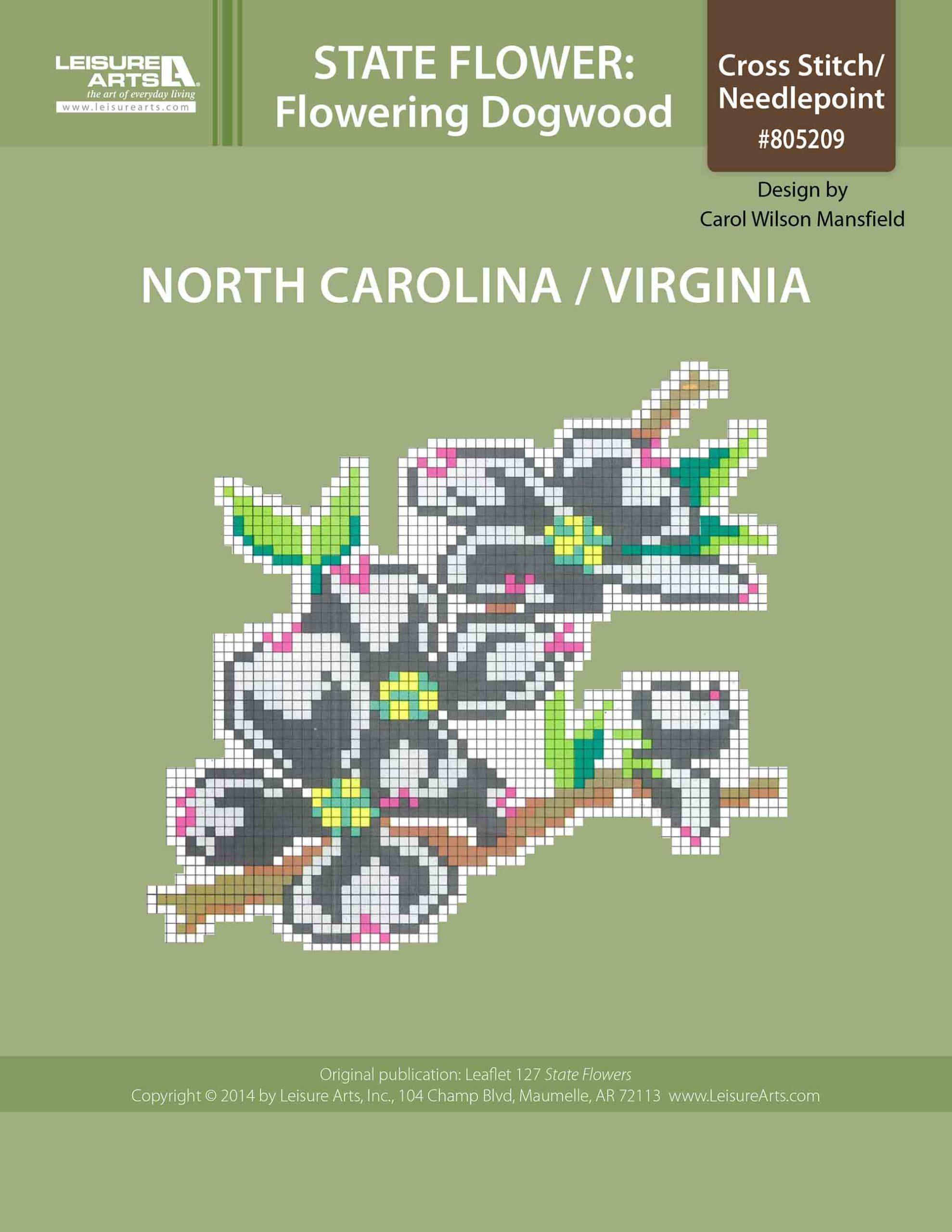 Leisure Arts North Carolina Virginia Flowering Dogwood Cross Stitch ePattern