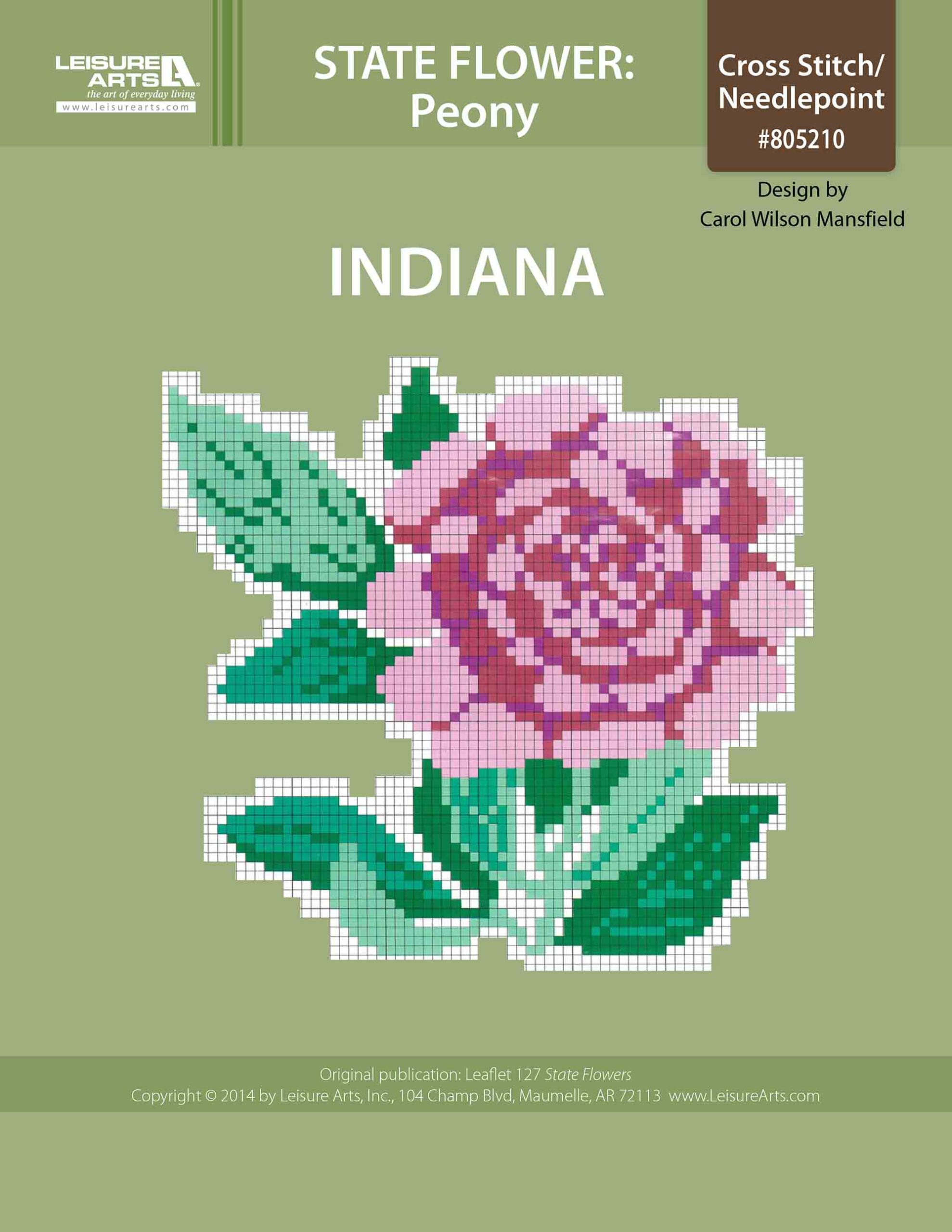 Leisure Arts Indiana Peony Cross Stitch ePattern