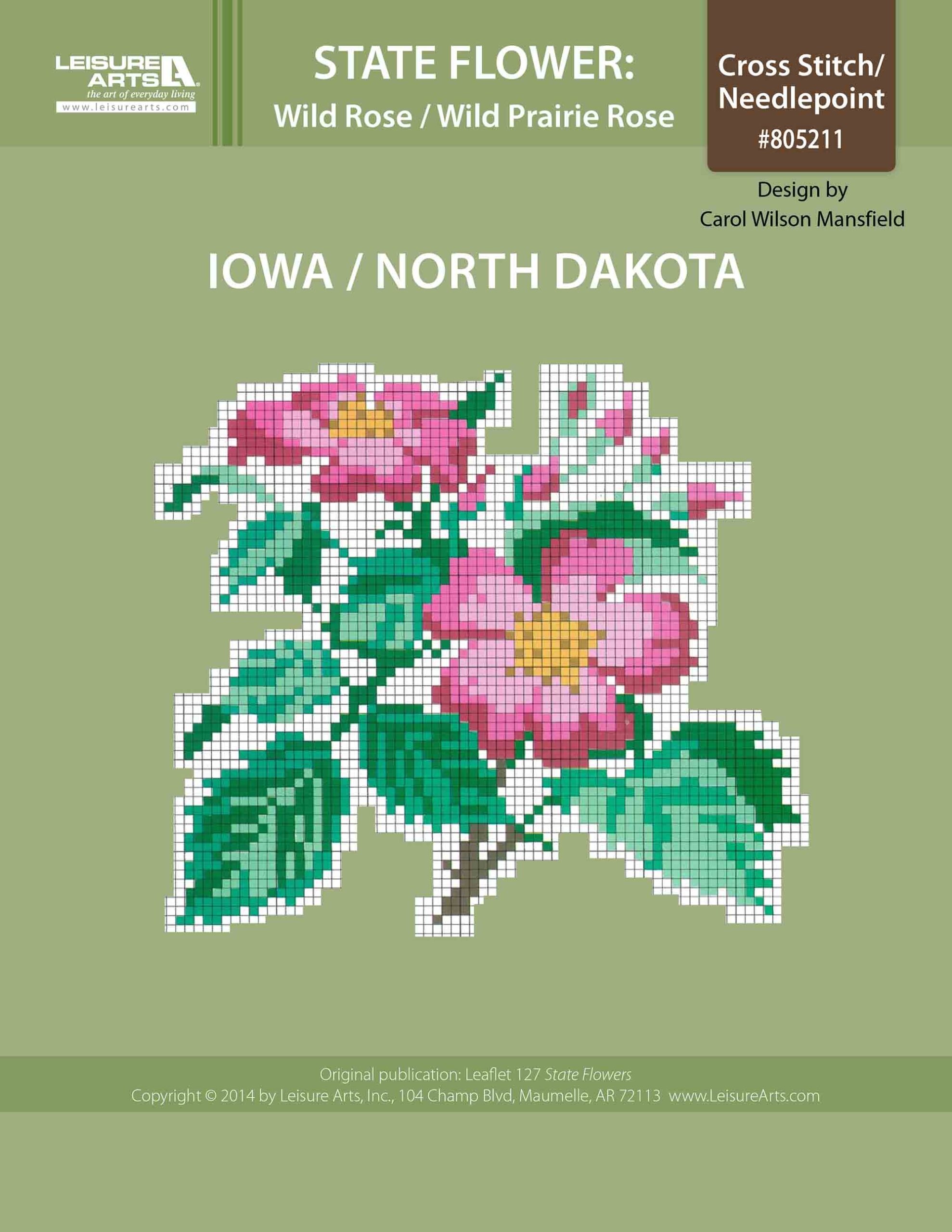 Leisure Arts Iowa North Dakota Wild Prairie Rose ePattern