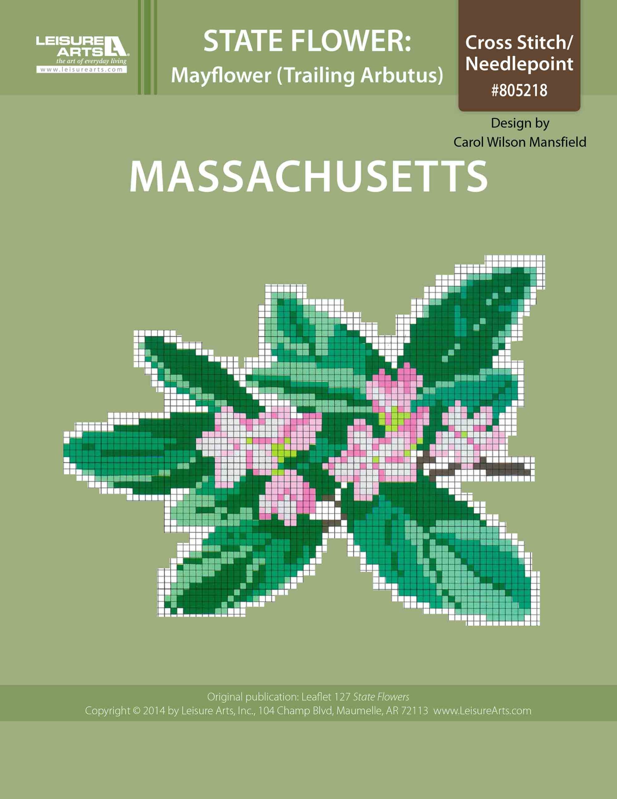 Leisure Arts Massachusetts MayflowerTrailing Arbutus Cross Stitch ePattern