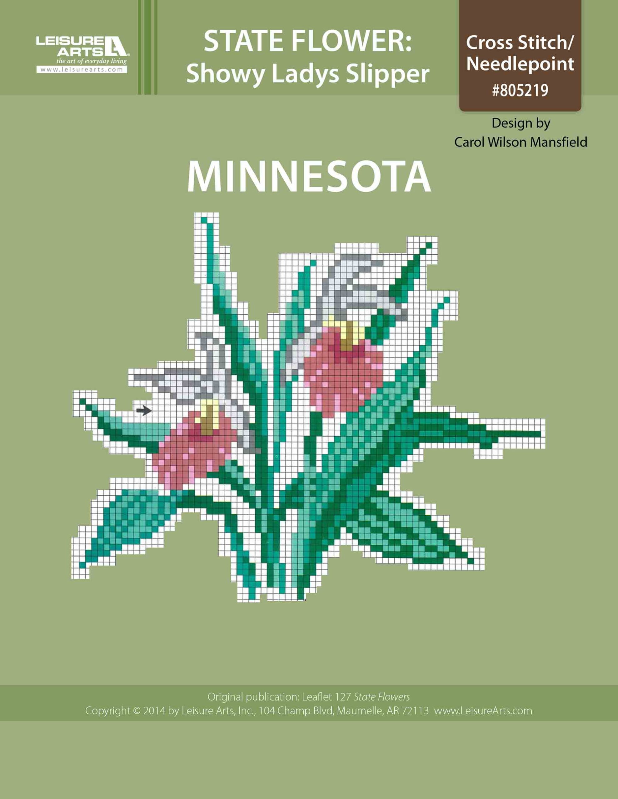 Leisure Arts Minnesota Snowy Ladys Slipper Cross Stitch ePattern