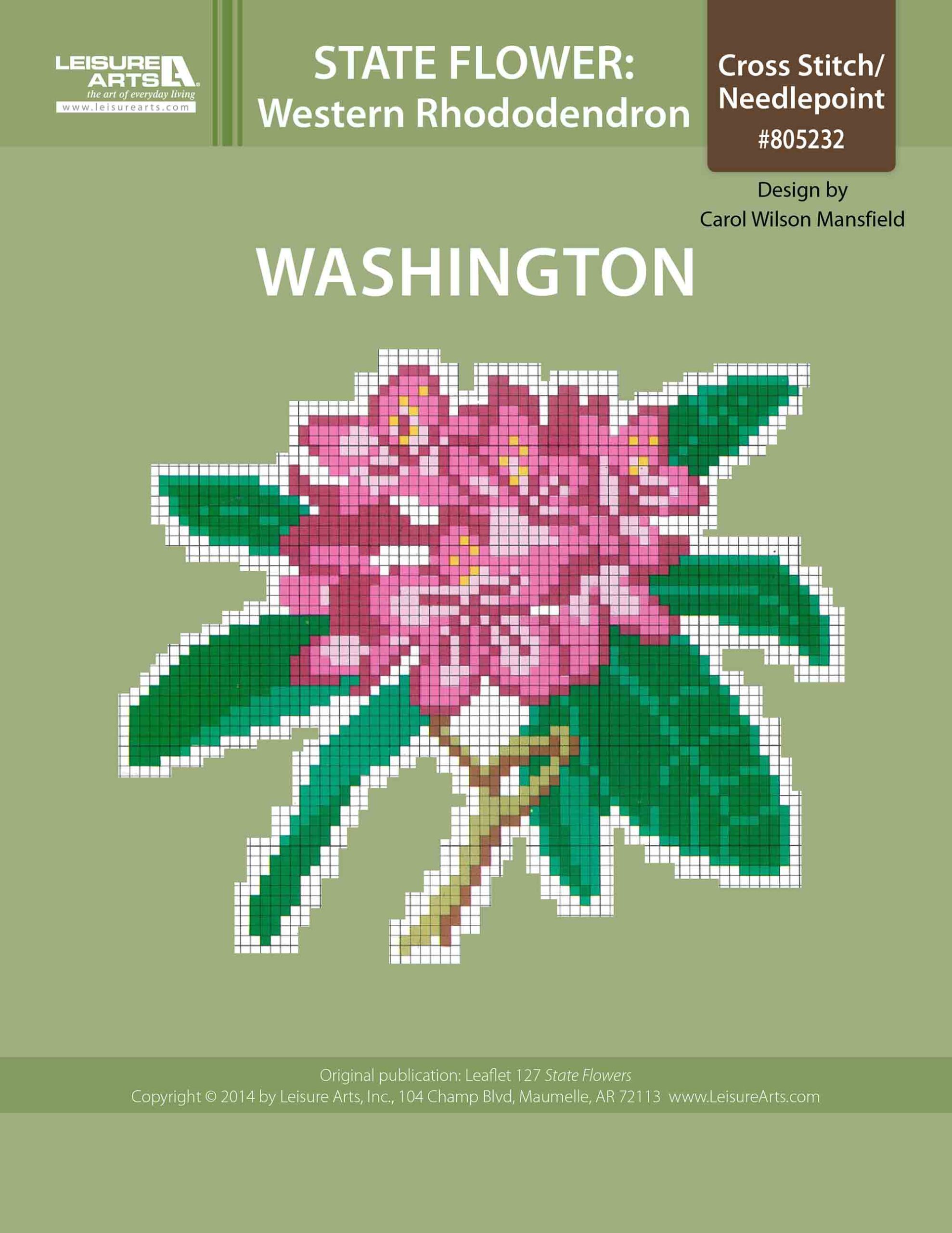 Leisure Arts Washington Western Rhododendron Cross Stitch ePattern