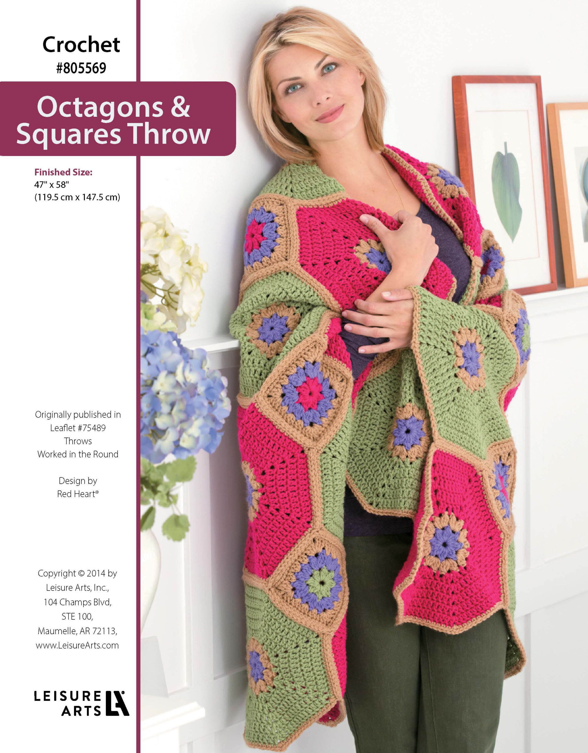 Leisure Arts Octagons Squares Throw Crochet ePattern