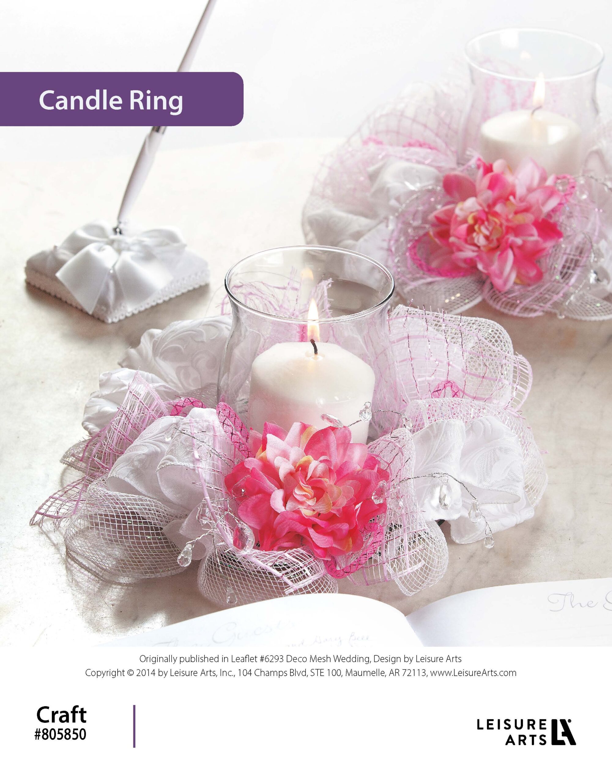 Leisure Arts Deco Mesh Wedding Candle Ring Craft ePattern