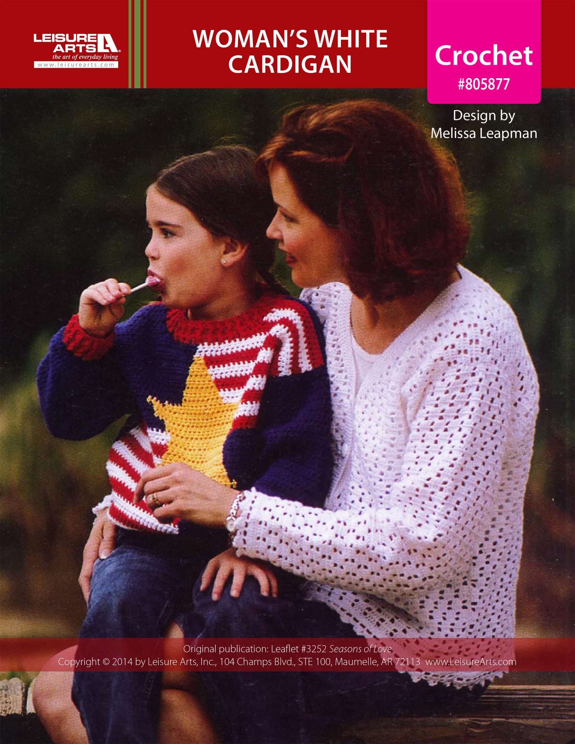 Leisure Arts Seasons of Love Womans White Cardigan Crochet ePattern