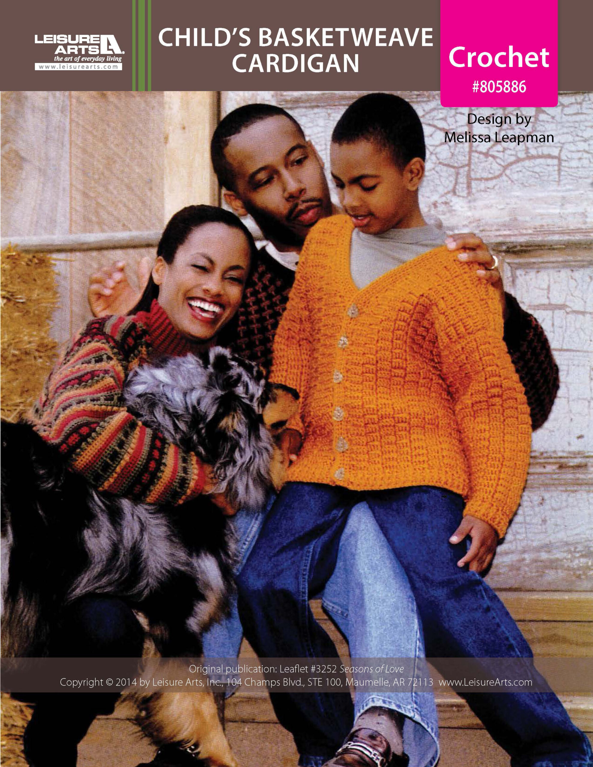 Leisure Arts Seasons of Love Childs Basketweave Cardigan Crochet ePattern