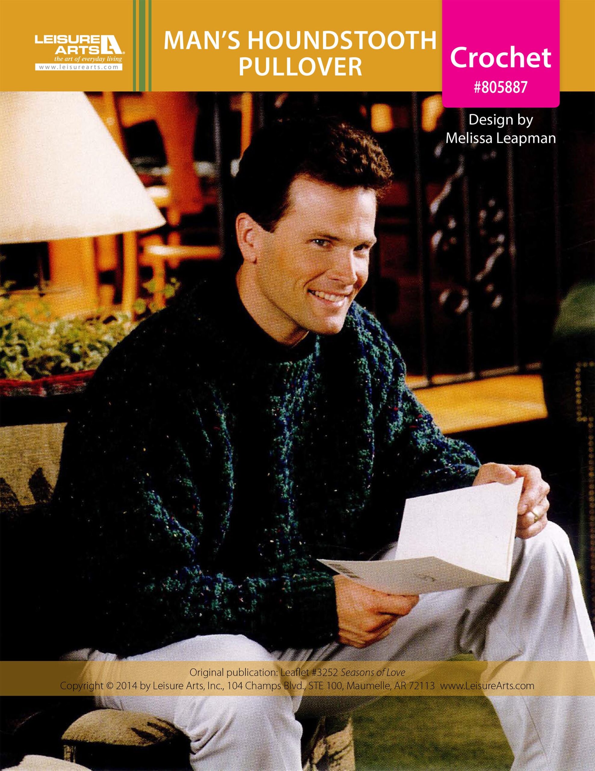 Leisure Arts Seasons of Love Mans Houndstooth Pullover Crochet ePattern