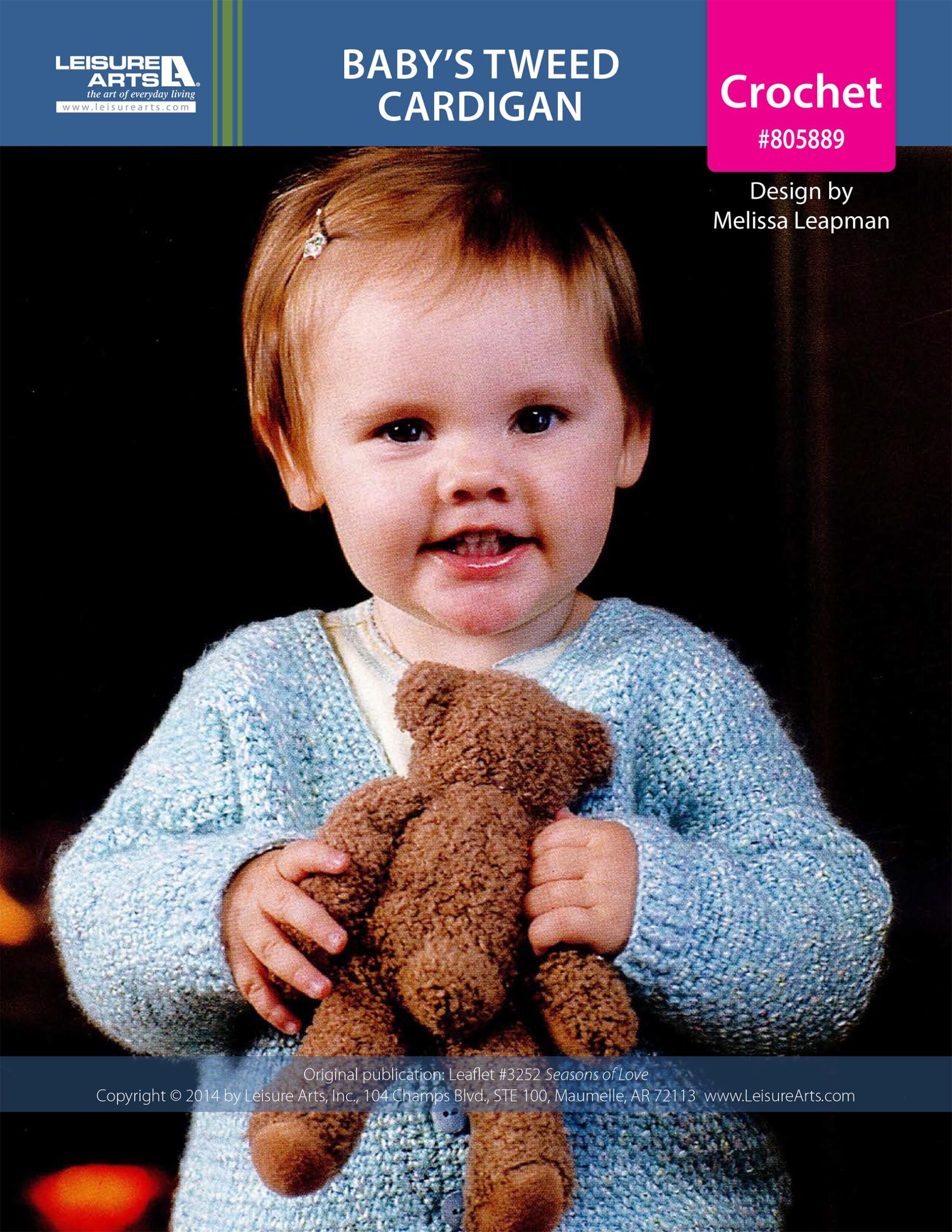 Leisure Arts Seasons of Love Babys Tweed Cardigan Crochet ePattern
