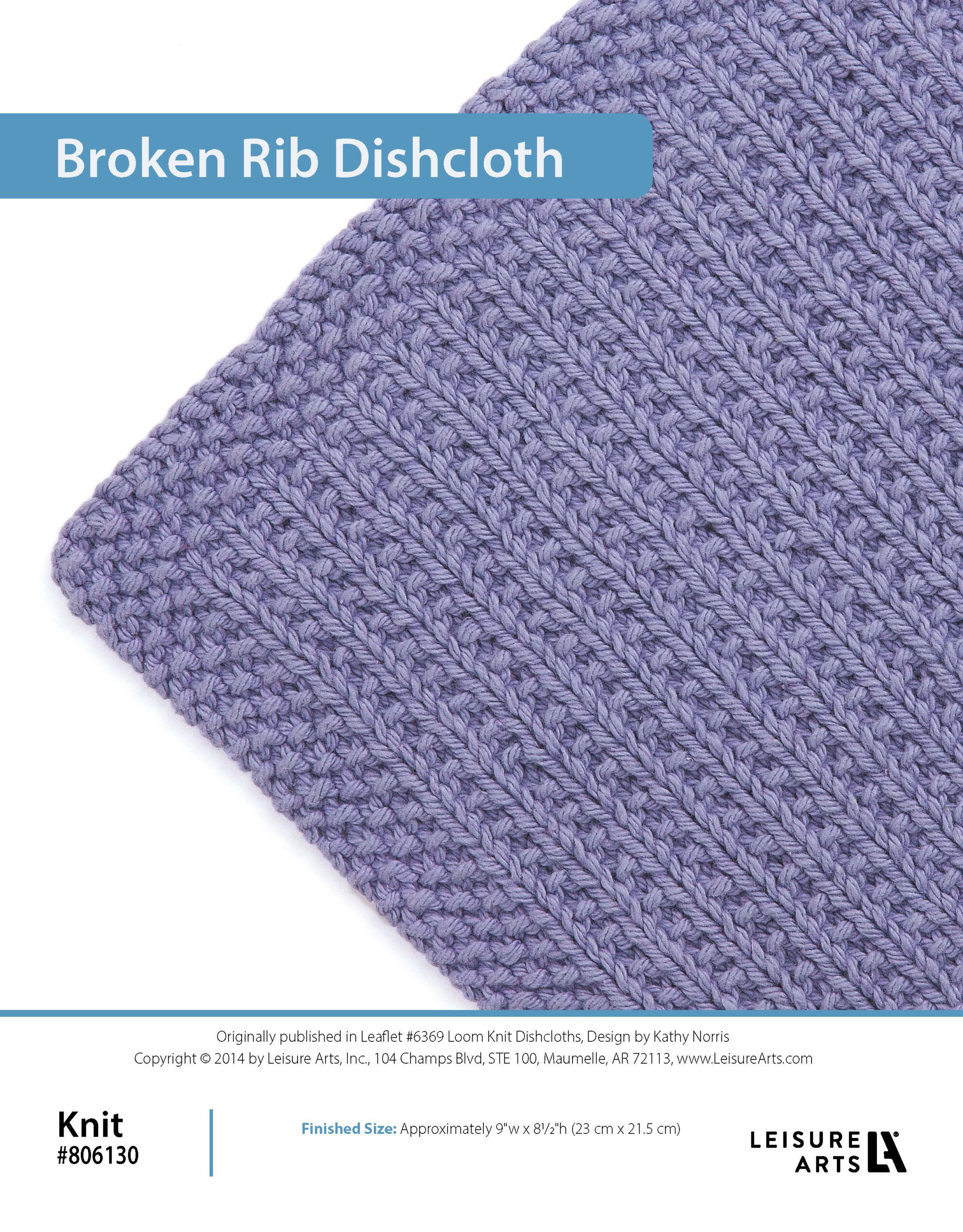 Leisure Arts ePattern Loom Knit Dishcloths Broken Rib Dishcloth